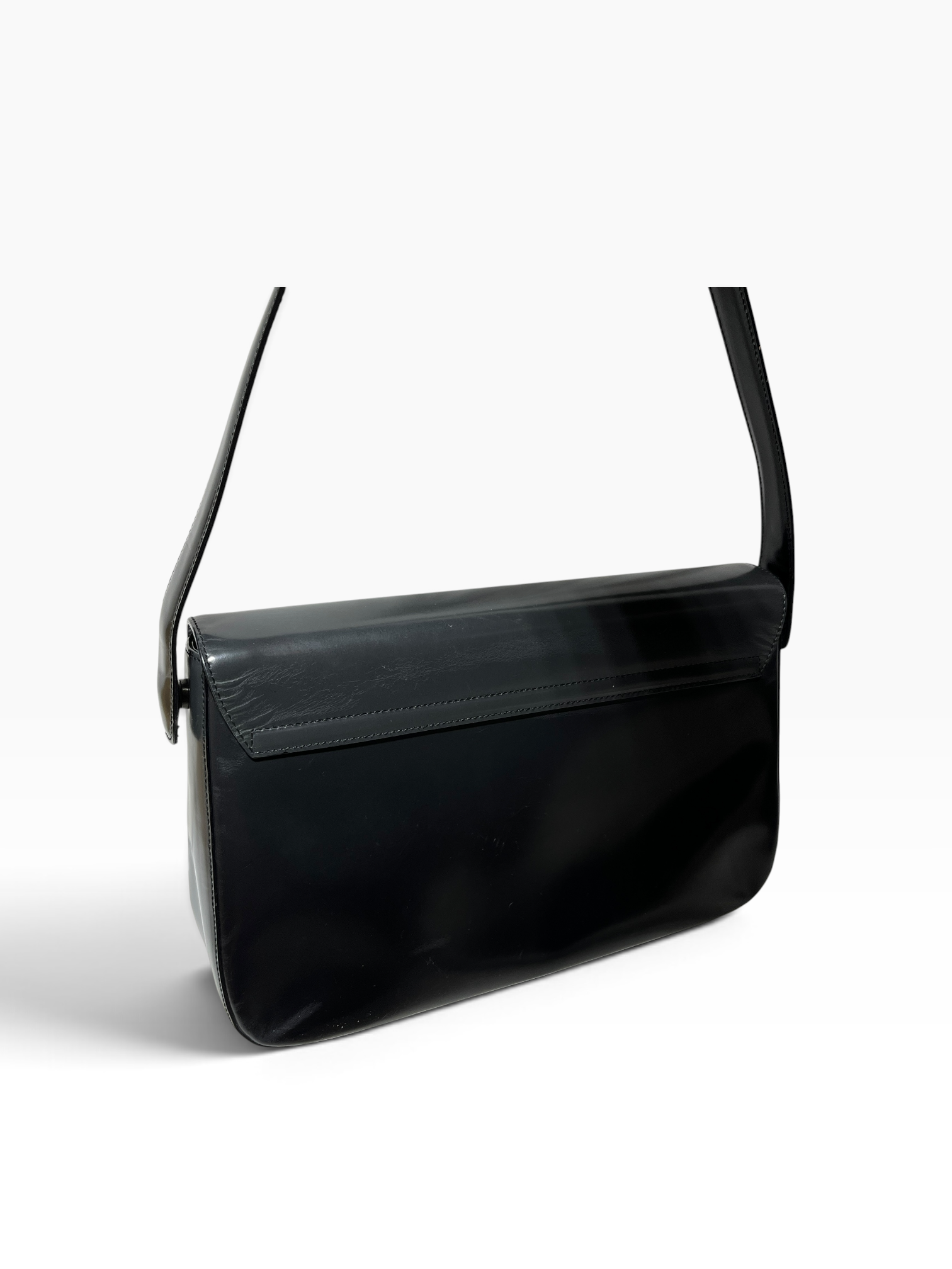 PRADA/Hand Bag/Leather/BLK/patent shoulder bag view 3