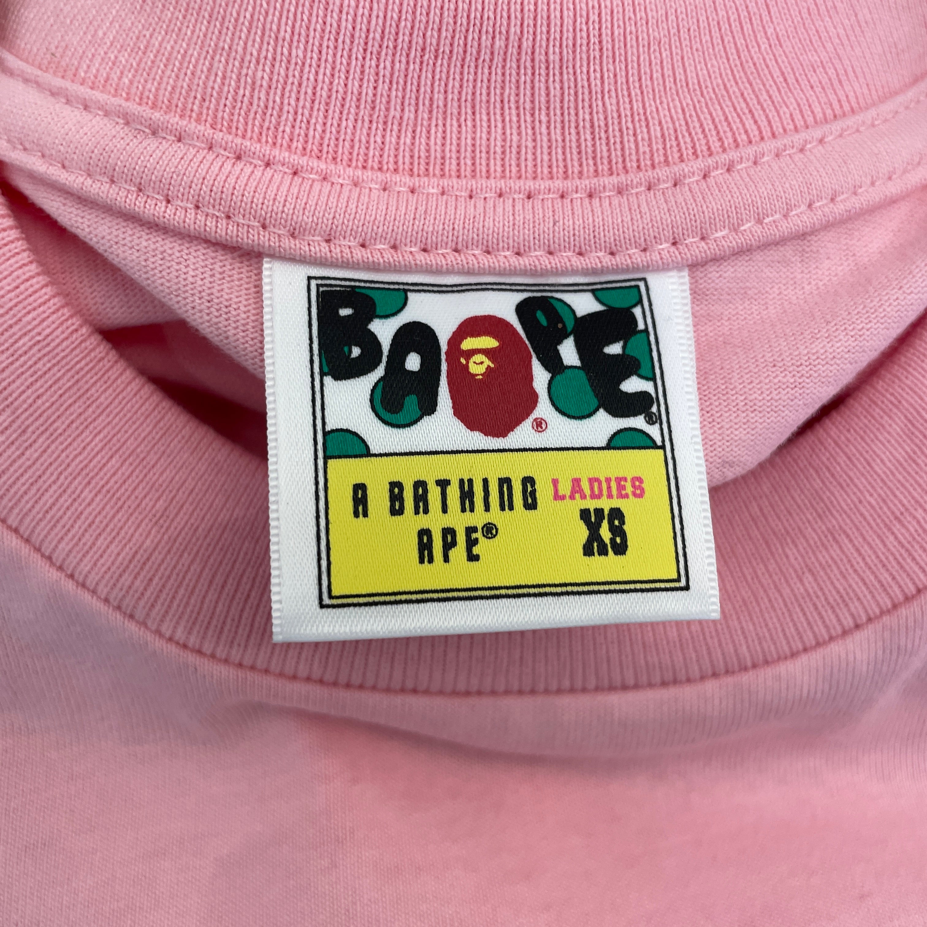A BATHING APE/T-Shirt/XS/Graphic/Cotton/PNK/CLASSIC COLLEGE TEE view 3