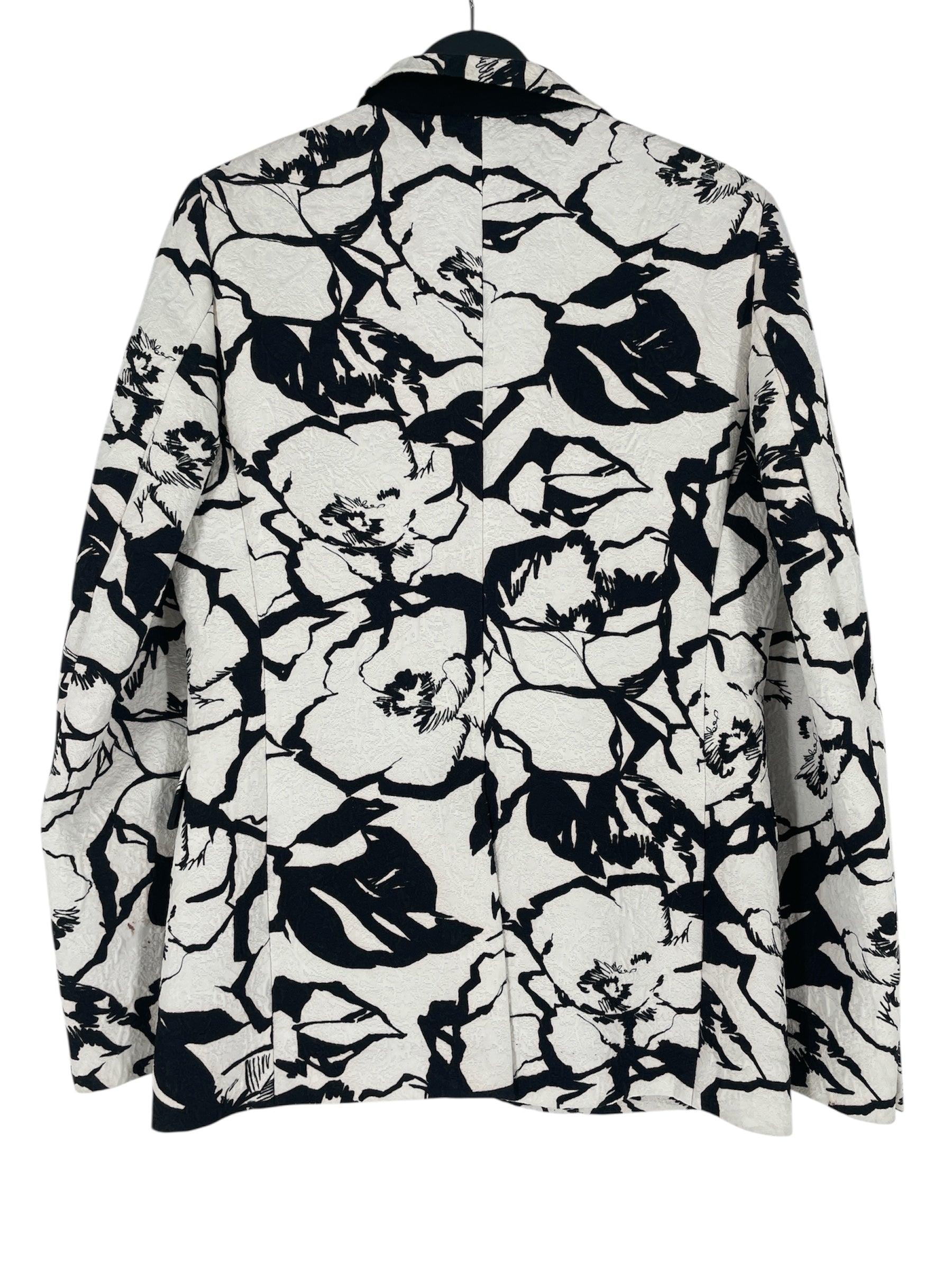 COMME des GARCONS HOMME PLUS/Jacket/M/Cotton/WHT/All Over Print/BLACK FLOWER PRINT BLAZER view 2