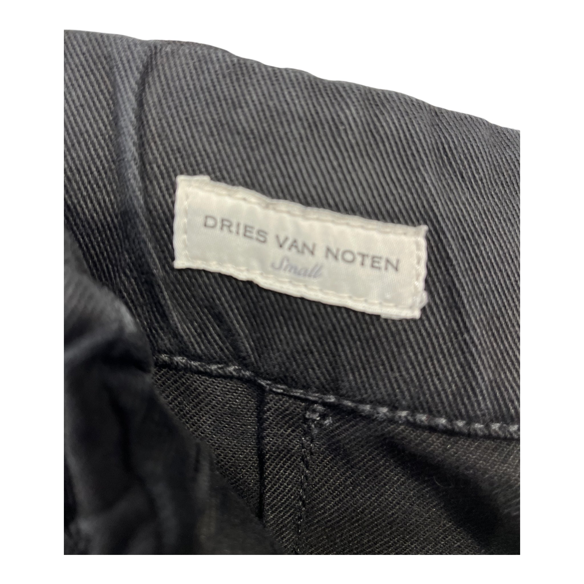 DRIES VAN NOTEN/Pants/S/Cotton/BLK/Distressed/Drawstring tie view 2