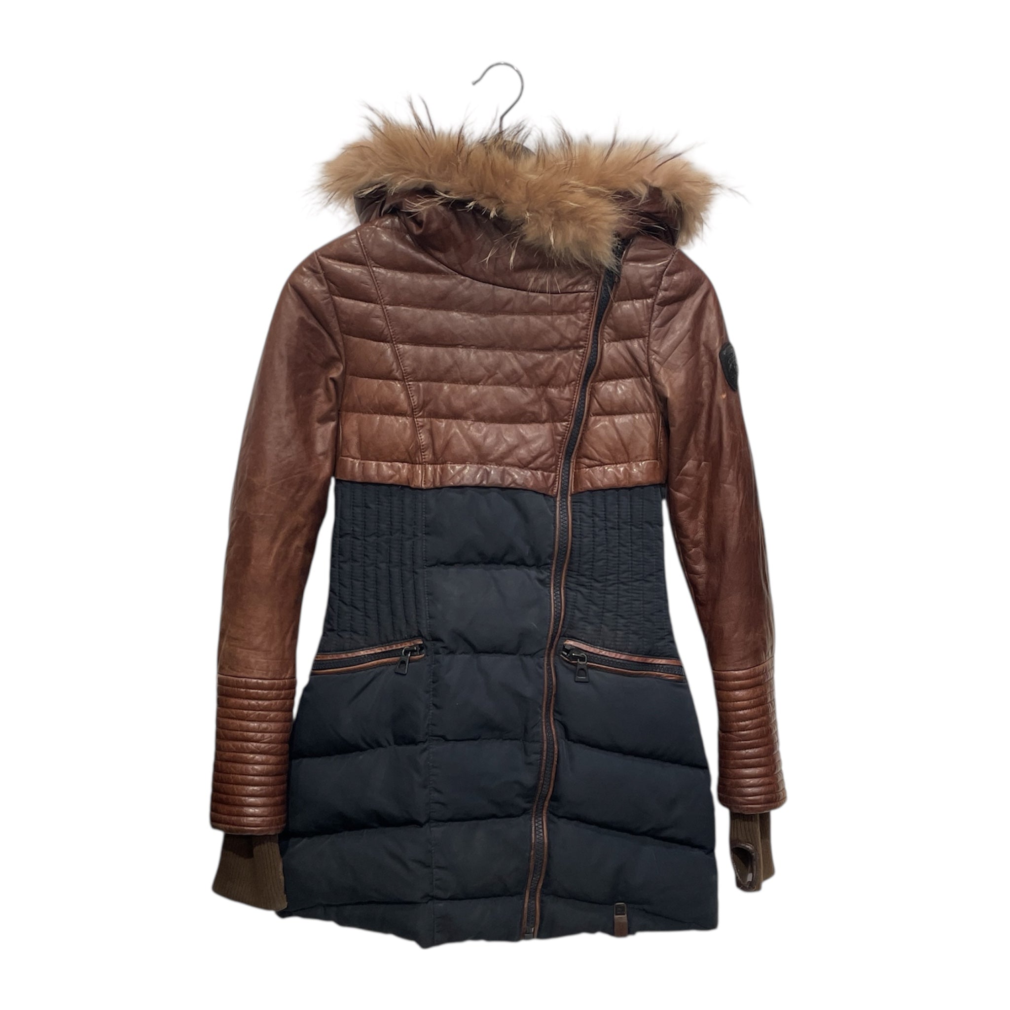 RUDSAK/Coat/S/Leather/BRW/LEATHER/NYLON QUILTED FUR HOOD view 1