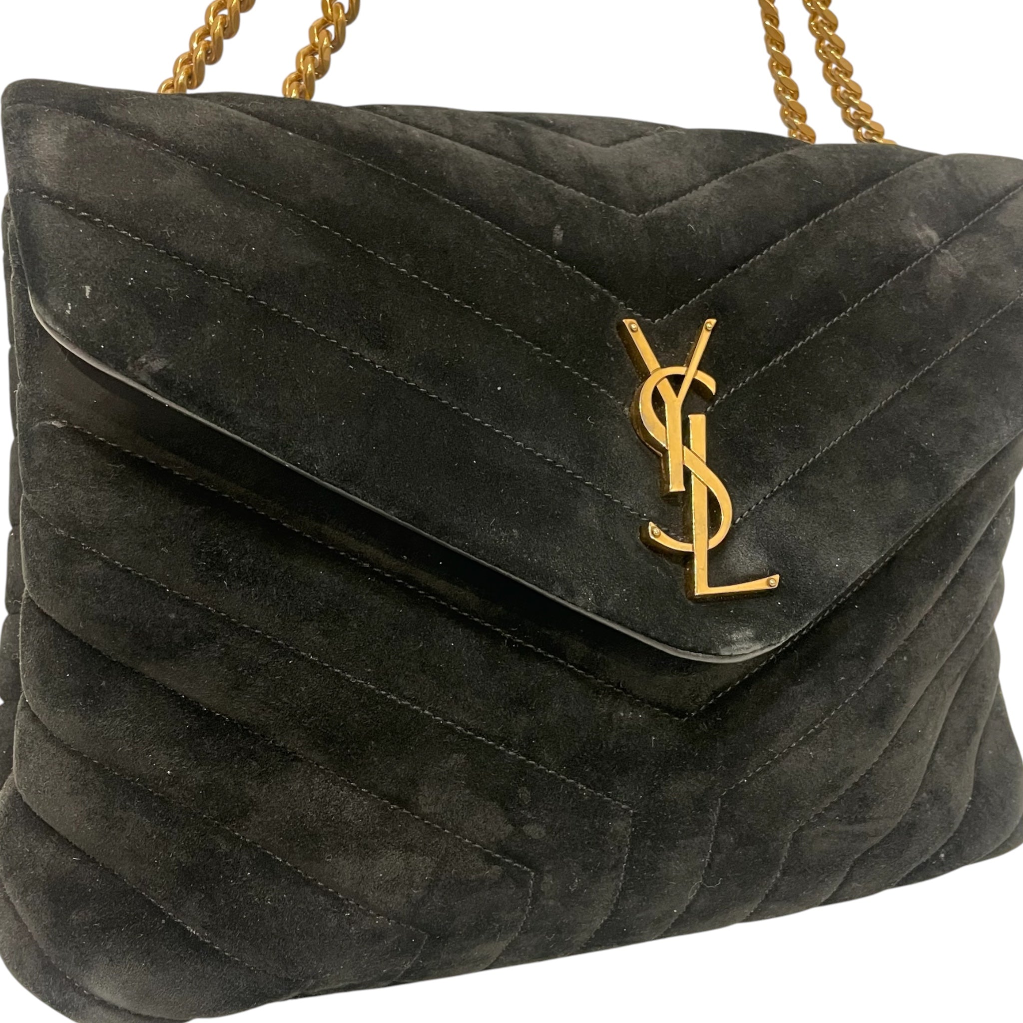 YVES SAINT LAURENT/Cross Body Bag/Suede/BLK/LouLou Bag view 3