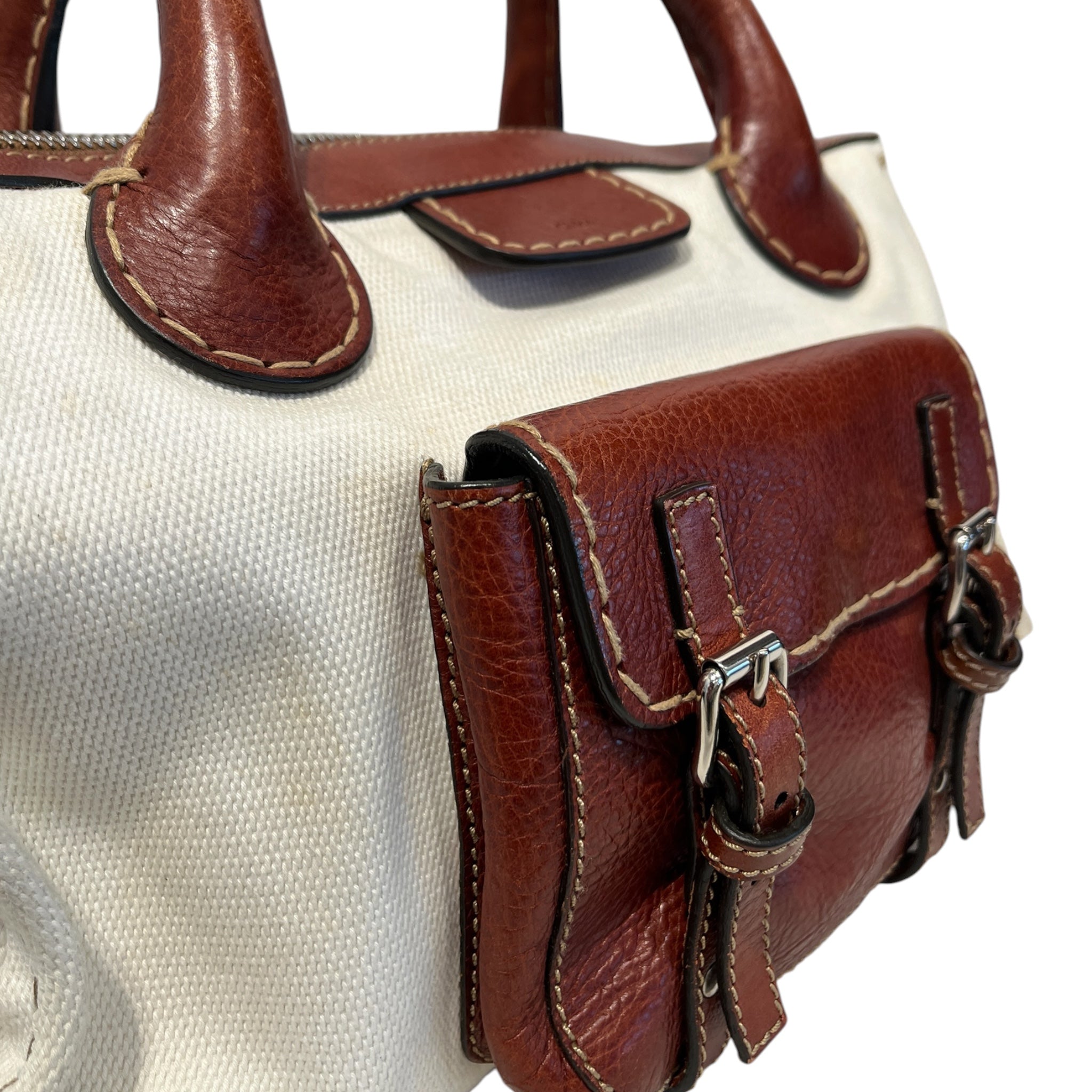 Chloe/Cross Body Bag/WHT/VINTAGE CHLOE EDITH WHITE CANV view 7