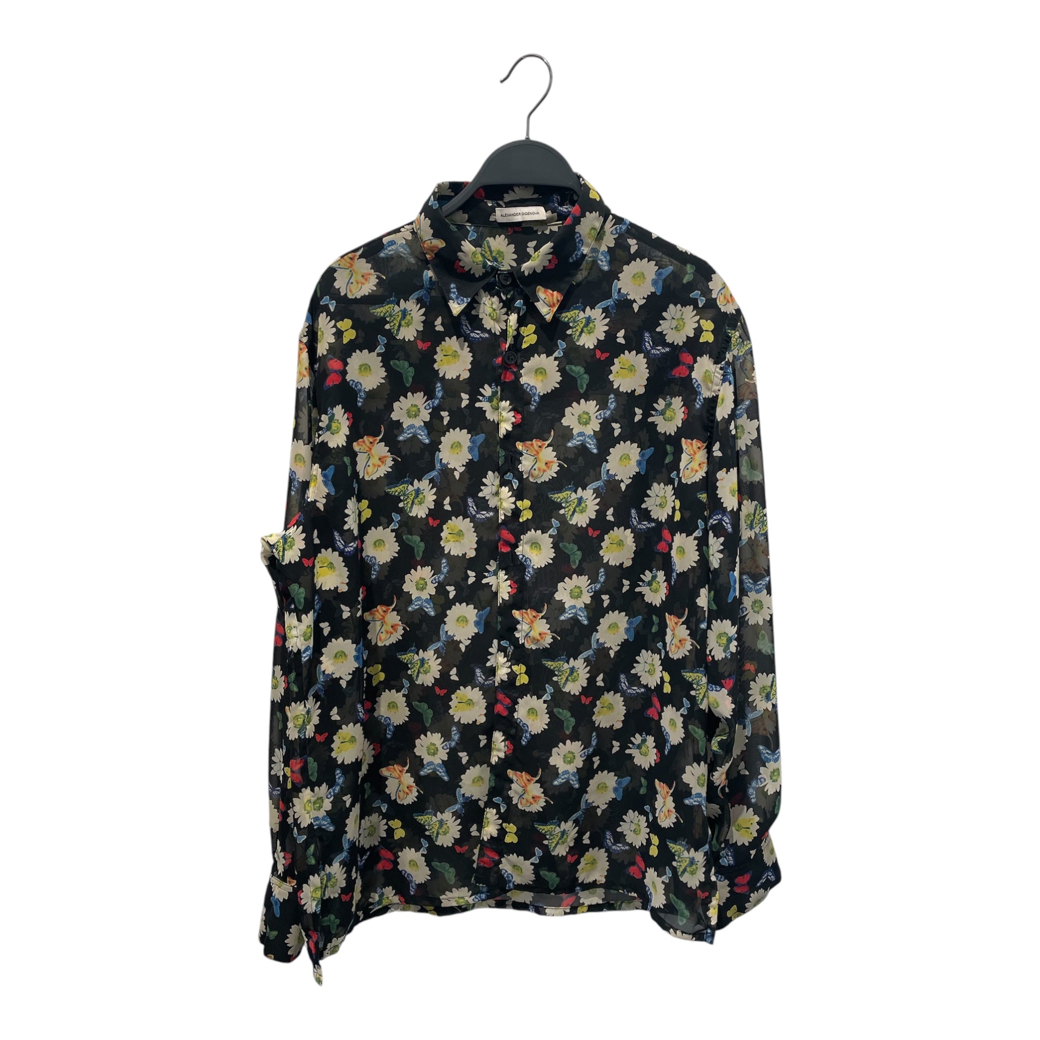 ALEXANDER DIGENOVA/LS Shirt/L/Rayon/BLK/Floral Pattern/FLOWERS AND BUTTERFLIES view 1
