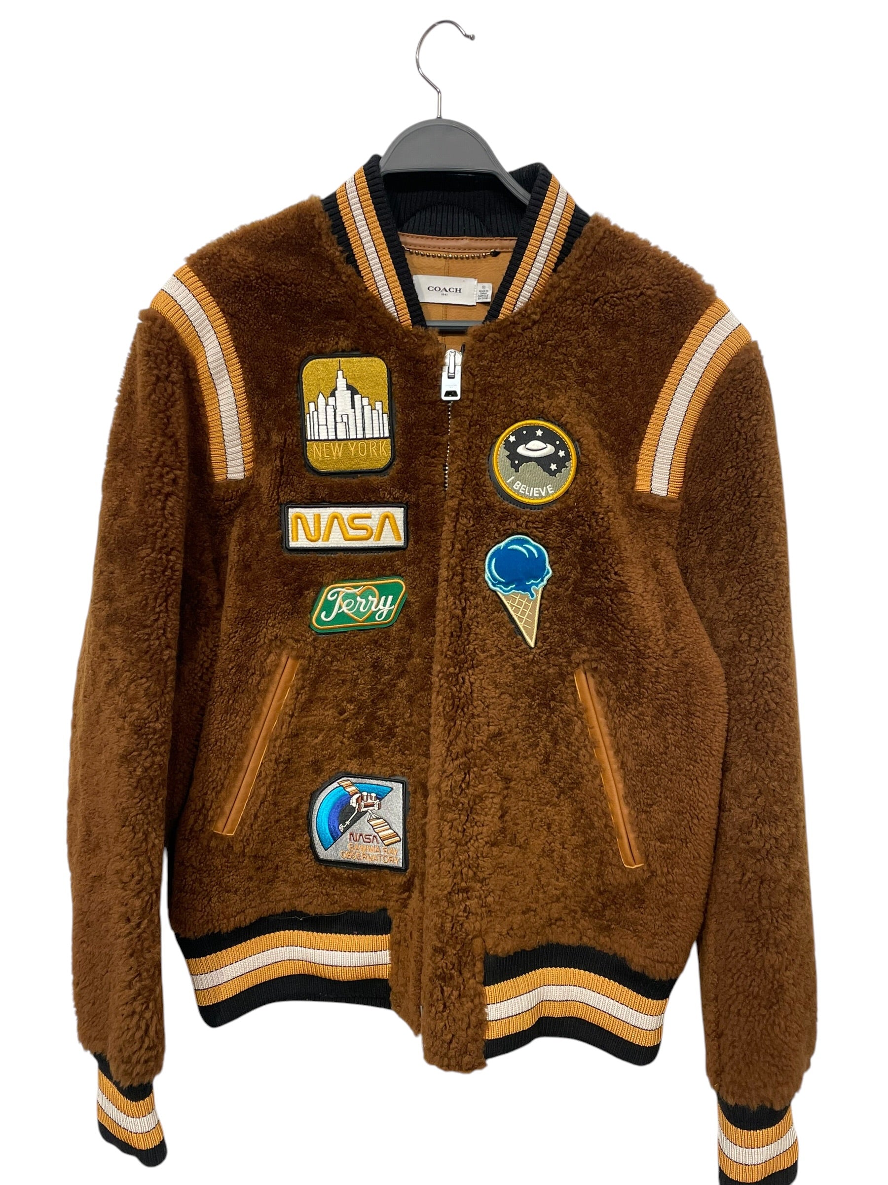 COACH/Souvenir Jkt/50/Leather/BRW/nasa patch teddy view 1