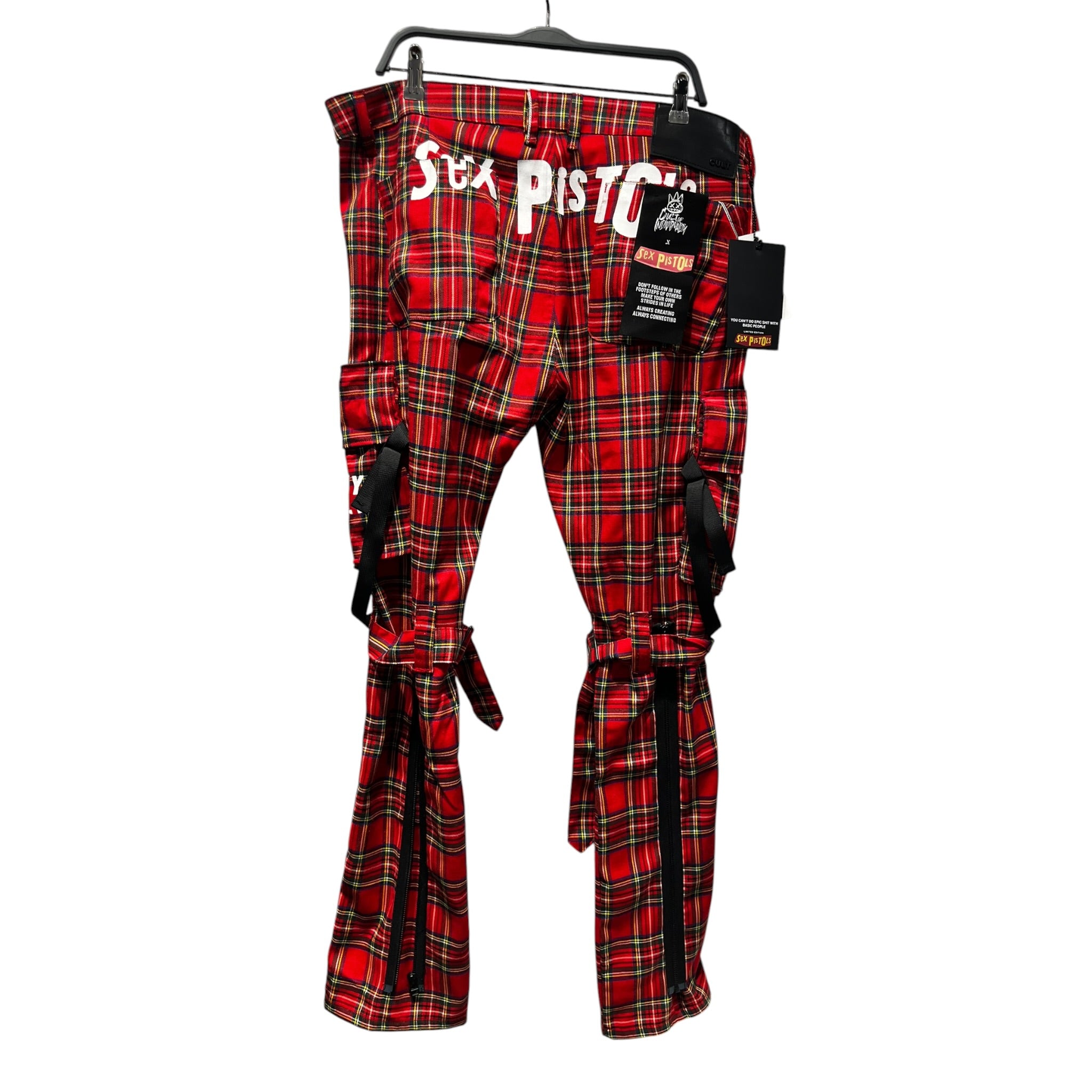Cult of Individuality/Cargo Pants/38/Cotton/RED/Plaid/ROCKER CARGO 'SEX PISTOLS' view 2