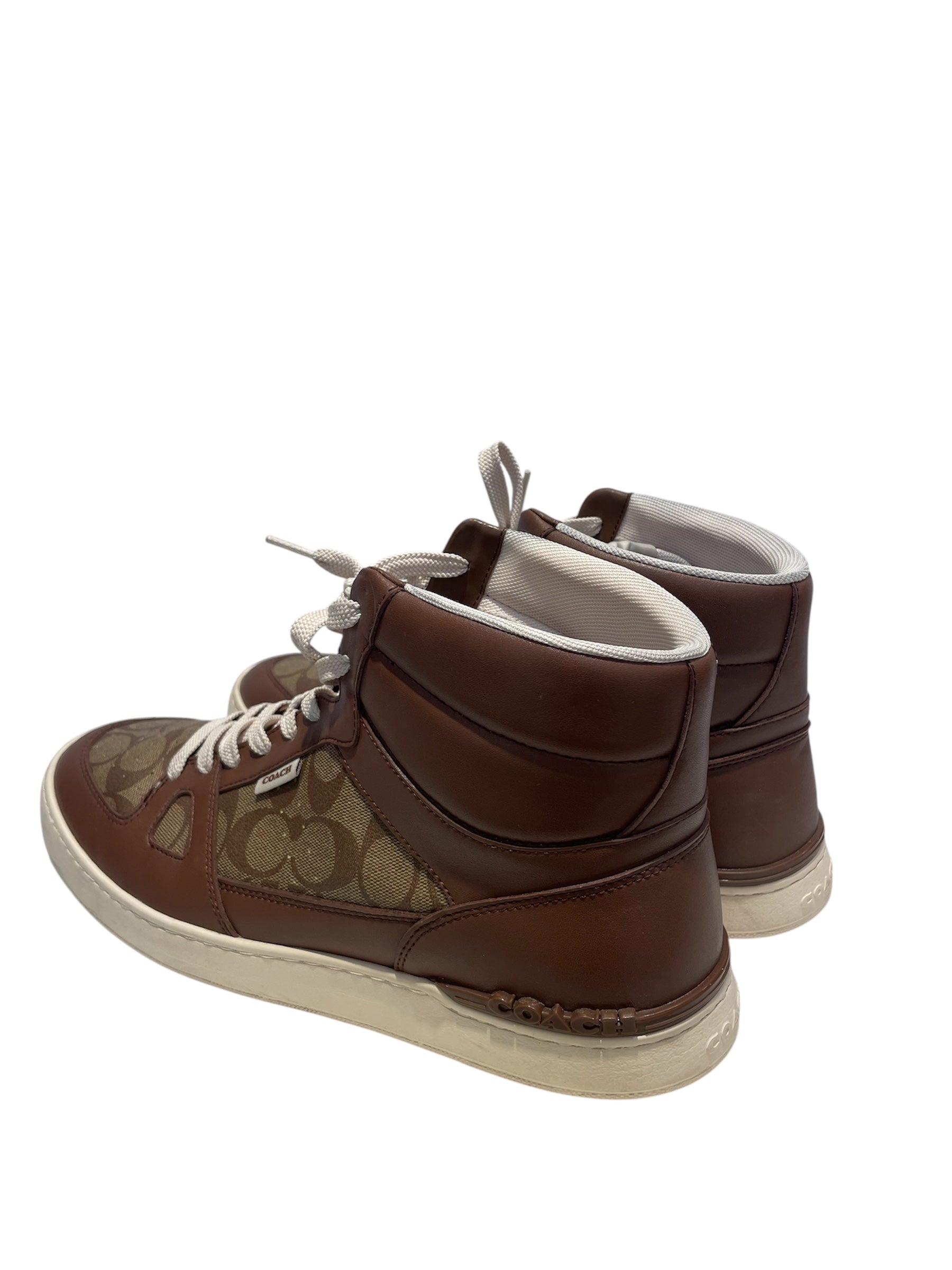 COACH/Hi-Sneakers/US 13/Monogram/Leather/BRW/WHITE LACES/ BROWN LEATHER view 2