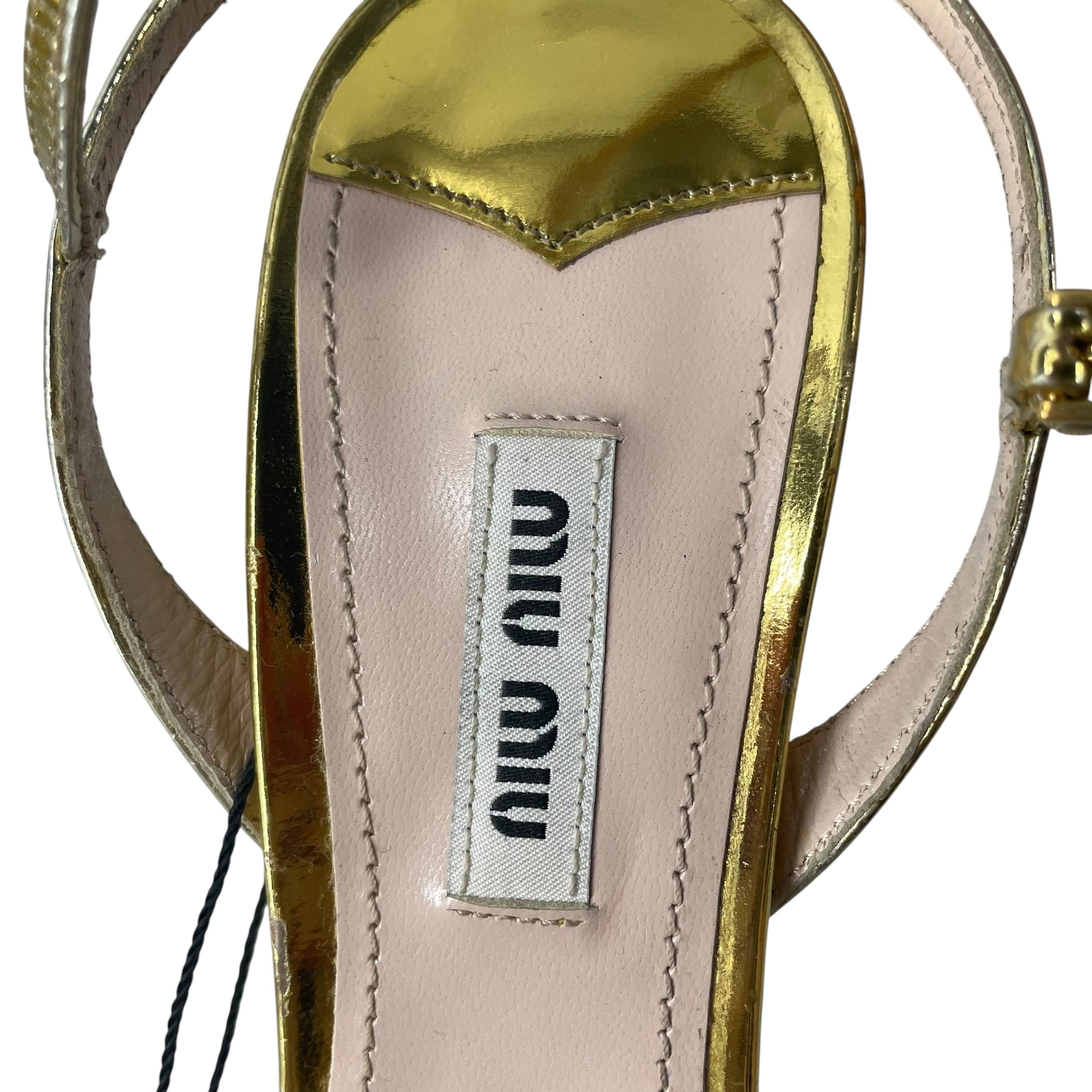 MIU MIU/Heels/EU 40/Leather/GLD/PATENT GOLD MINI PLATFORM HEEL view 3