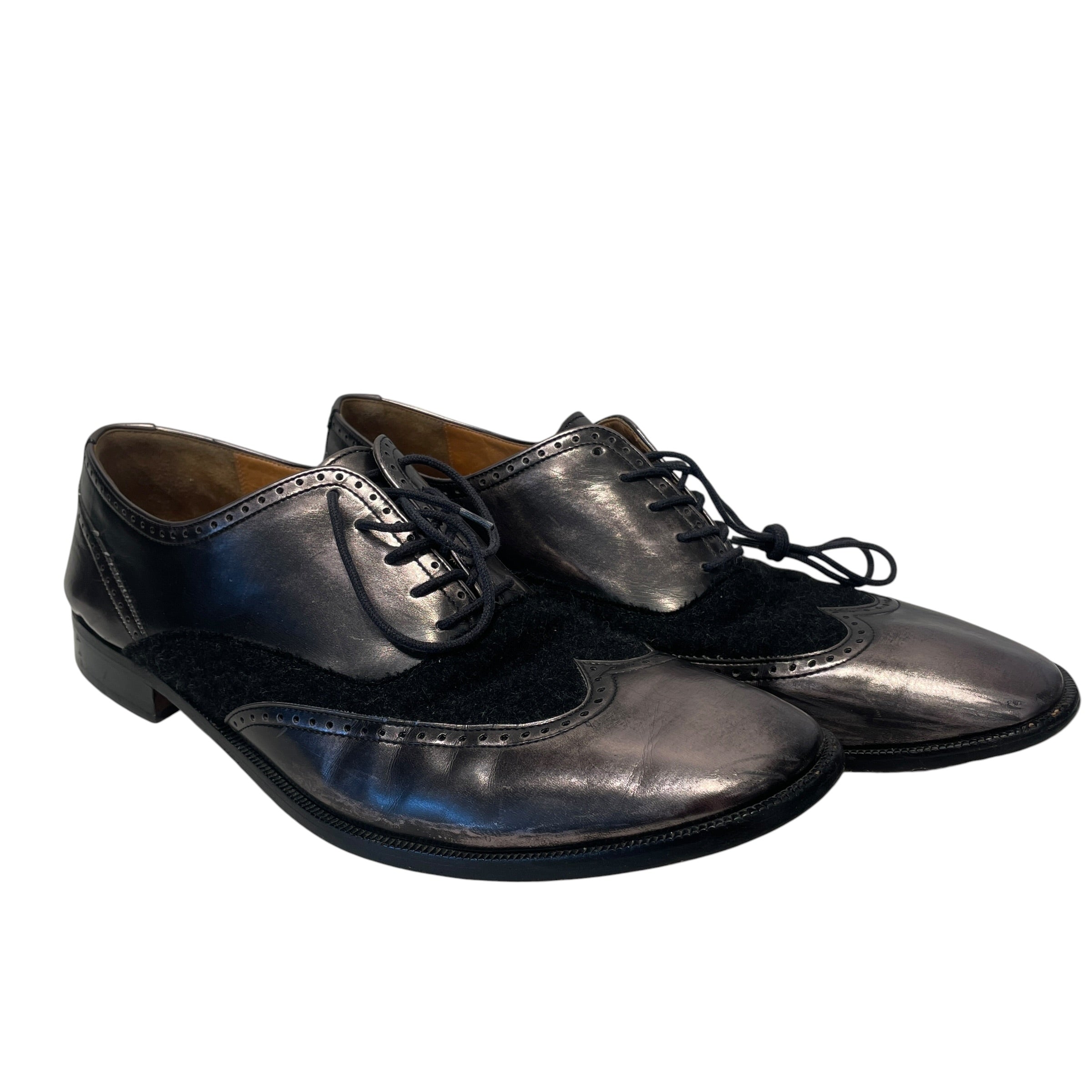 Maison Martin Margiela/Dress Shoes/EU 45/Leather/SLV/OXFORD DERBY WOOL DETAIL view 1