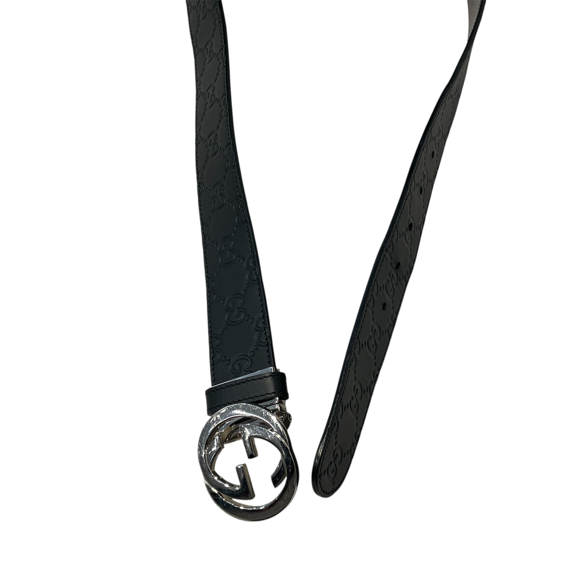 GUCCI/Belt/Leather/BLK/Interlocking G Logo Leather view 3