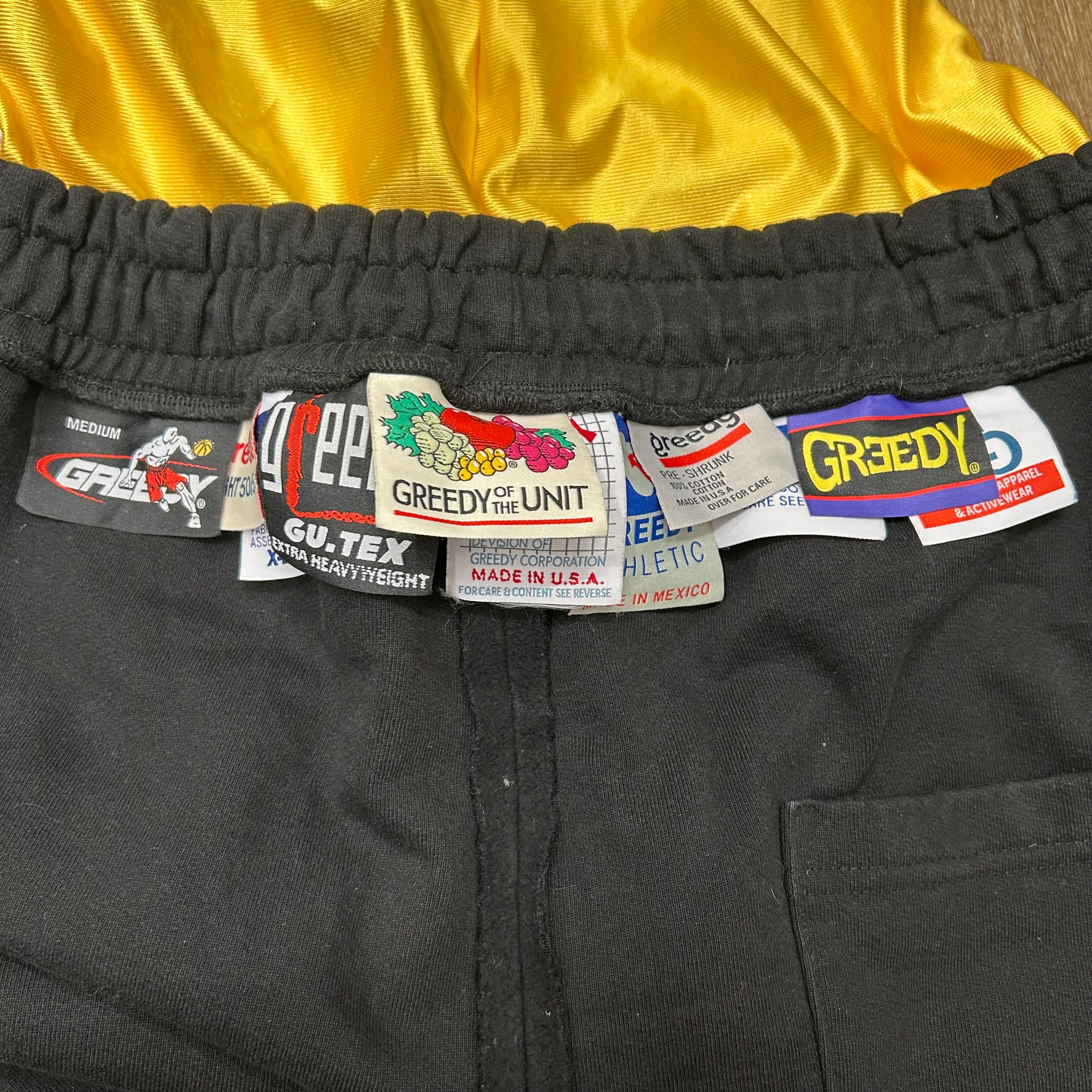 GREEDY UNIT/MURD333R.FM/Straight Pants/S/Cotton/BLK/DOUBLE LAYER YELLOW WAIST view 6