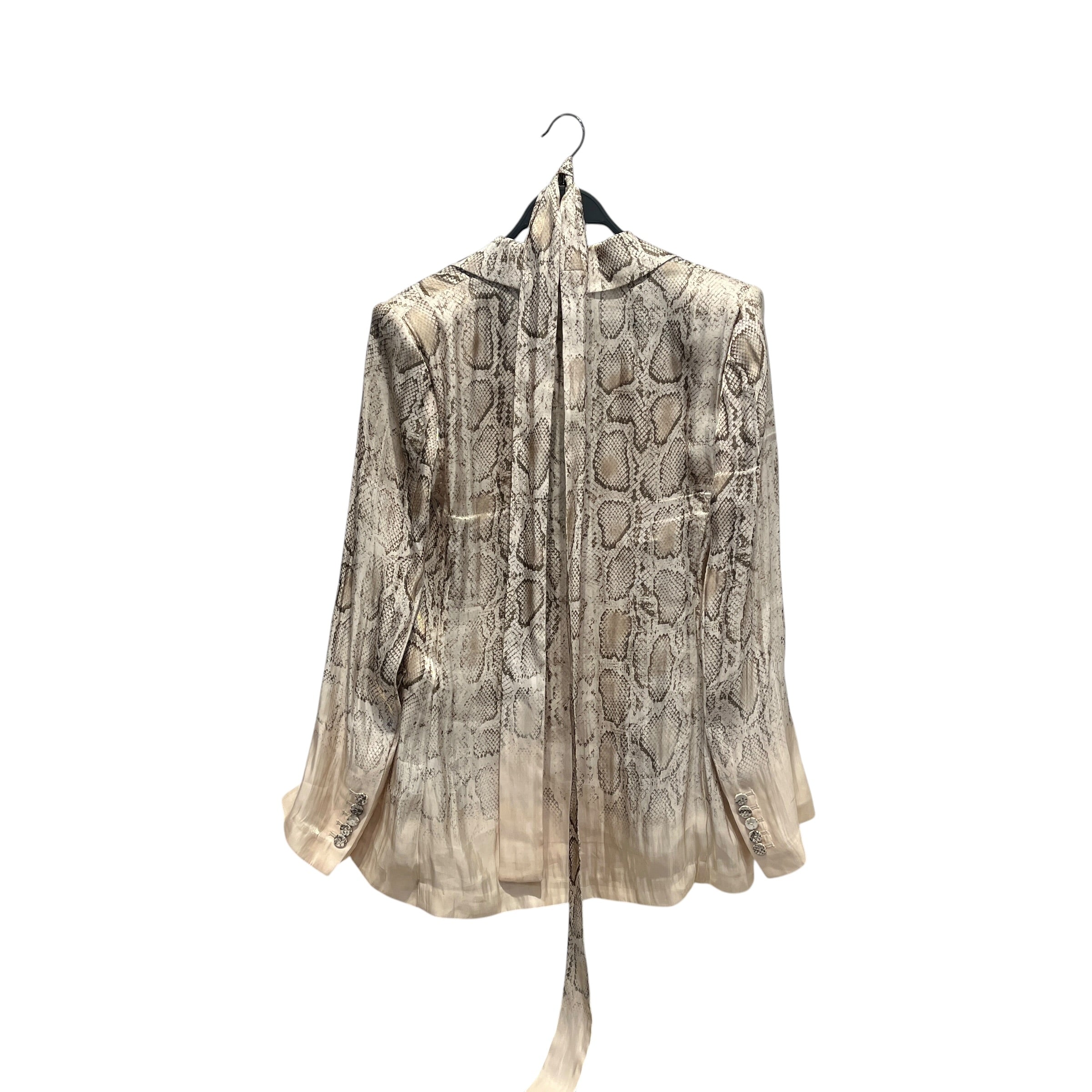 KOBI HALBERIN/LS Blouse/S/Animal Pattern/Polyester/BEG/Snake skin print view 2