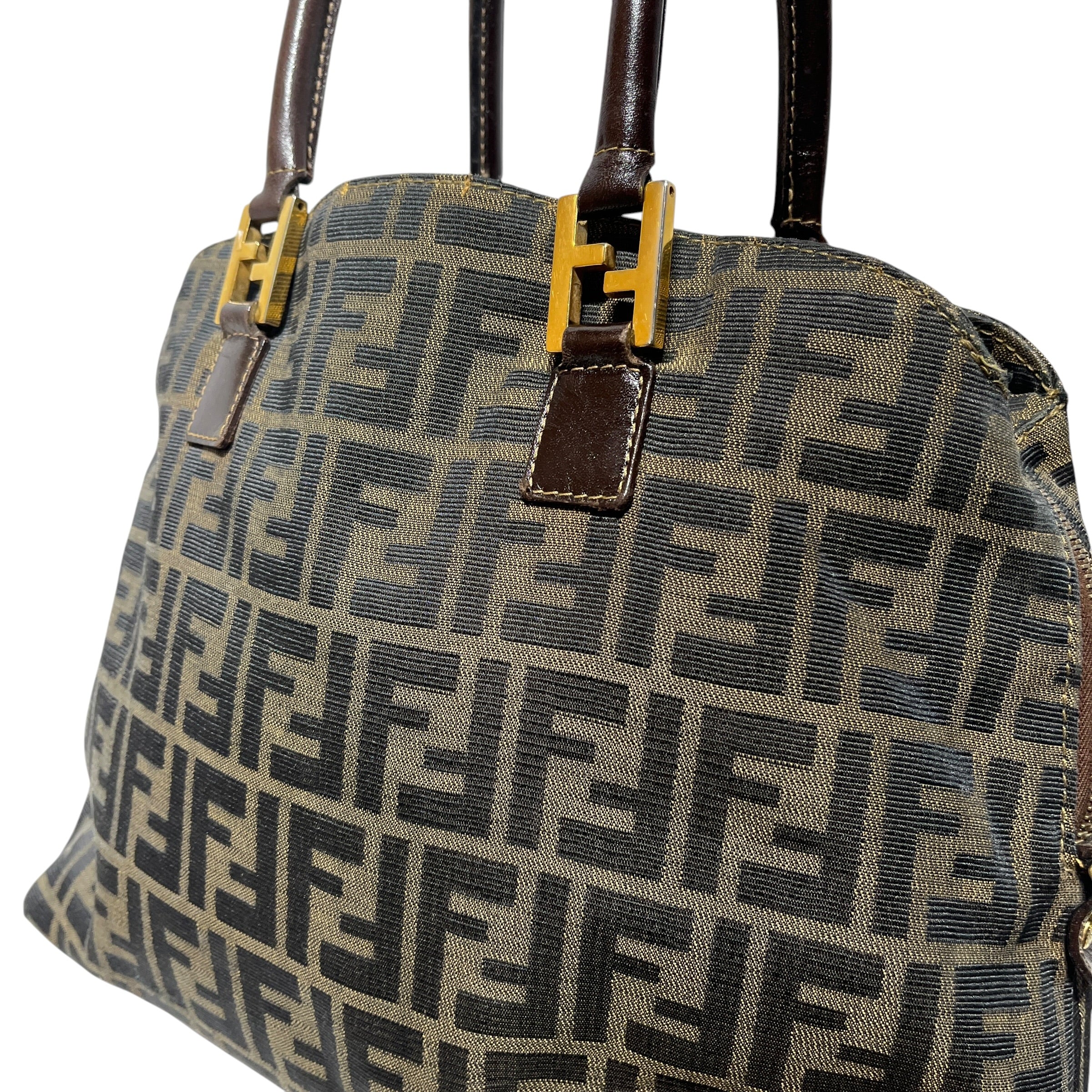 FENDI/Hand Bag/Monogram/Cotton/BRW/FF HANDLE view 6