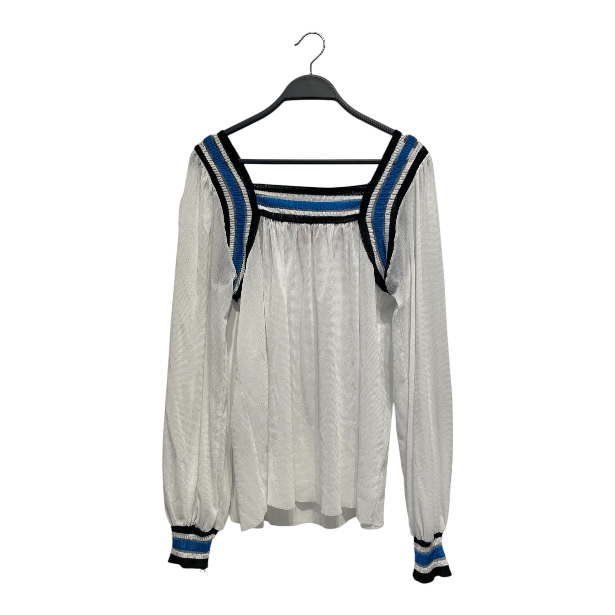 Jean Paul GAULTIER SOLEIL/Blouse/M/Silk/WHT/blu +black collar view 1