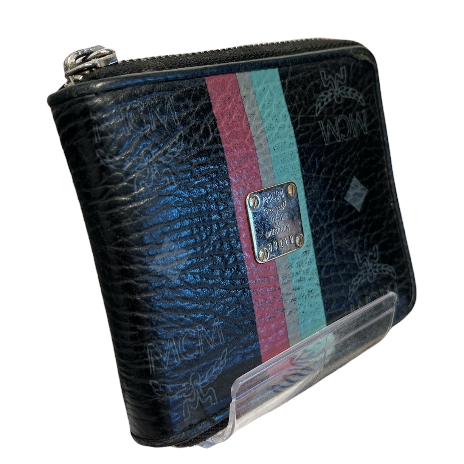MCM/Coin Wallet/Monogram/Leather/BLK/PINK/BLUE STRIPE COIN PURSE view 3