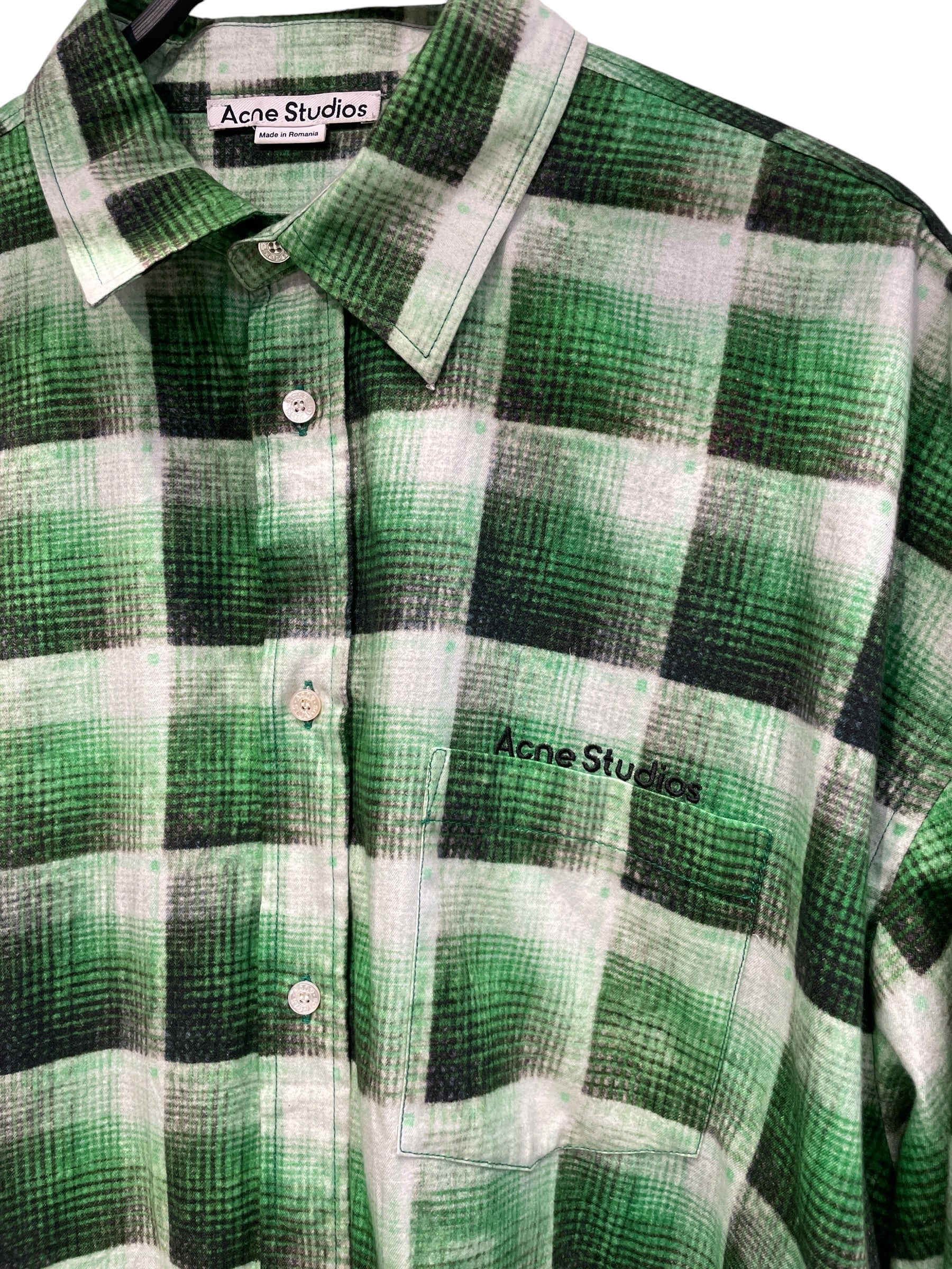 Acne Studios/LS Shirt/48/Cotton/GRN/Gingham Check/ view 4