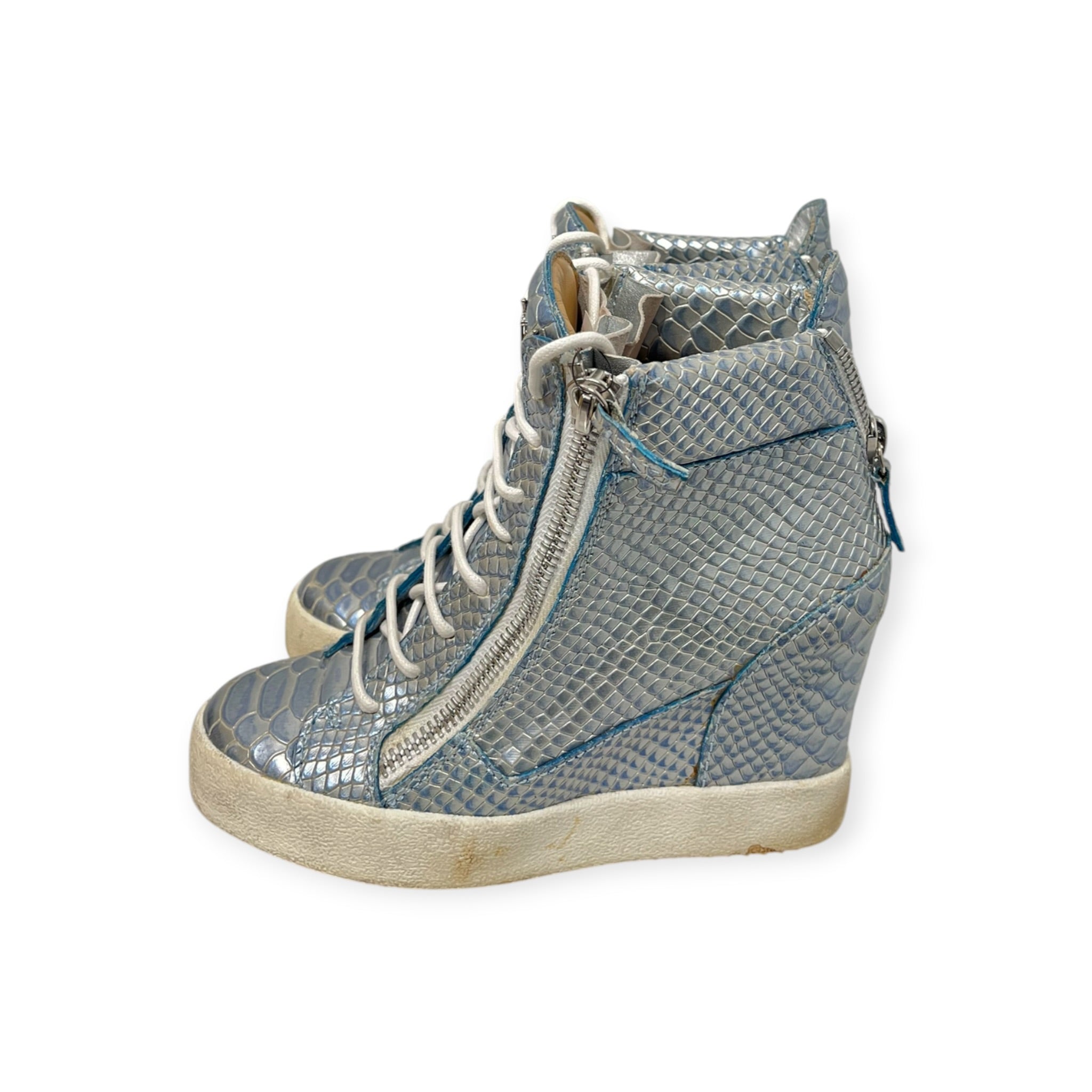 Giuseppe Zanotti/Heels/EU 36.5/Leather/BLU/PYTHON WEDGE SNEAKER ZIPPER view 2