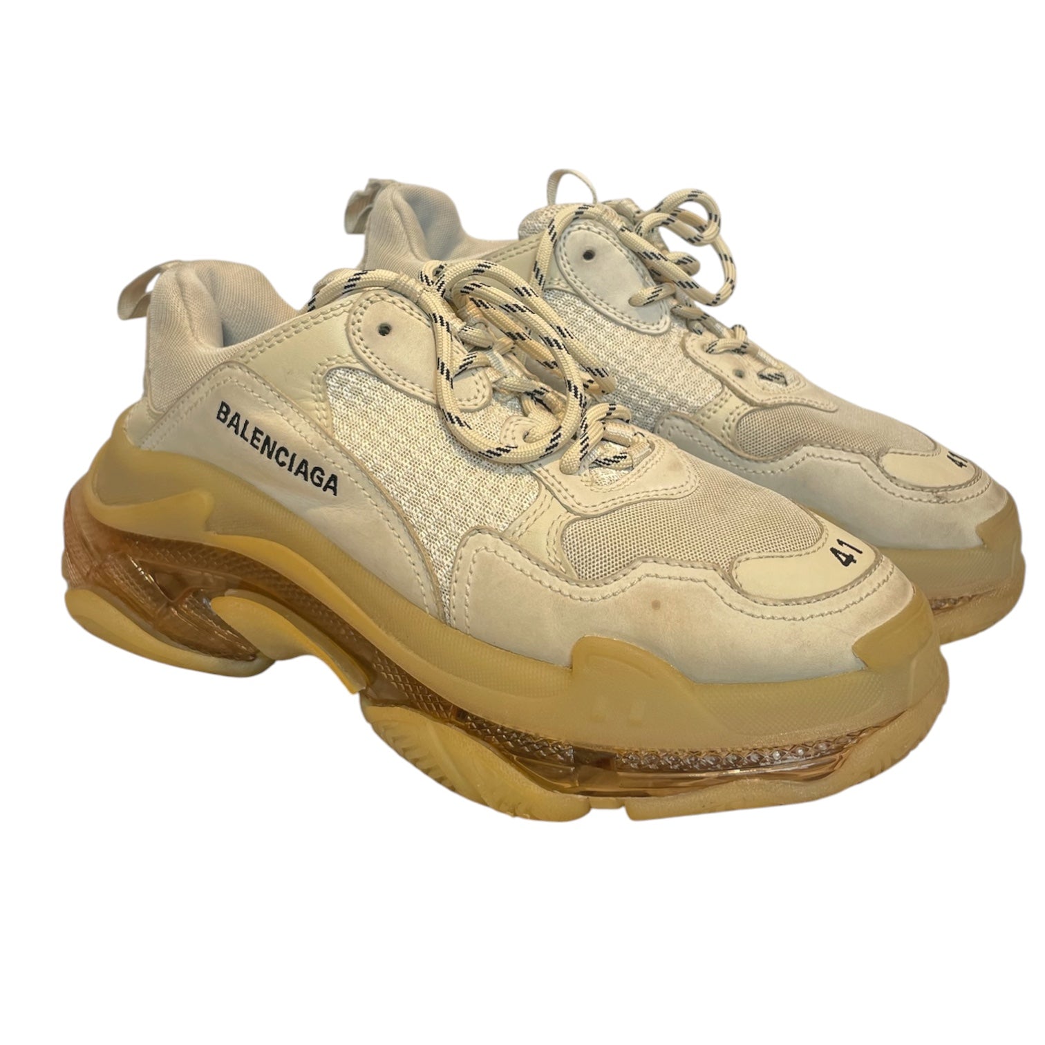BALENCIAGA/Low-Sneakers/US 7/Nylon/CRM/TRIPLE S view 1