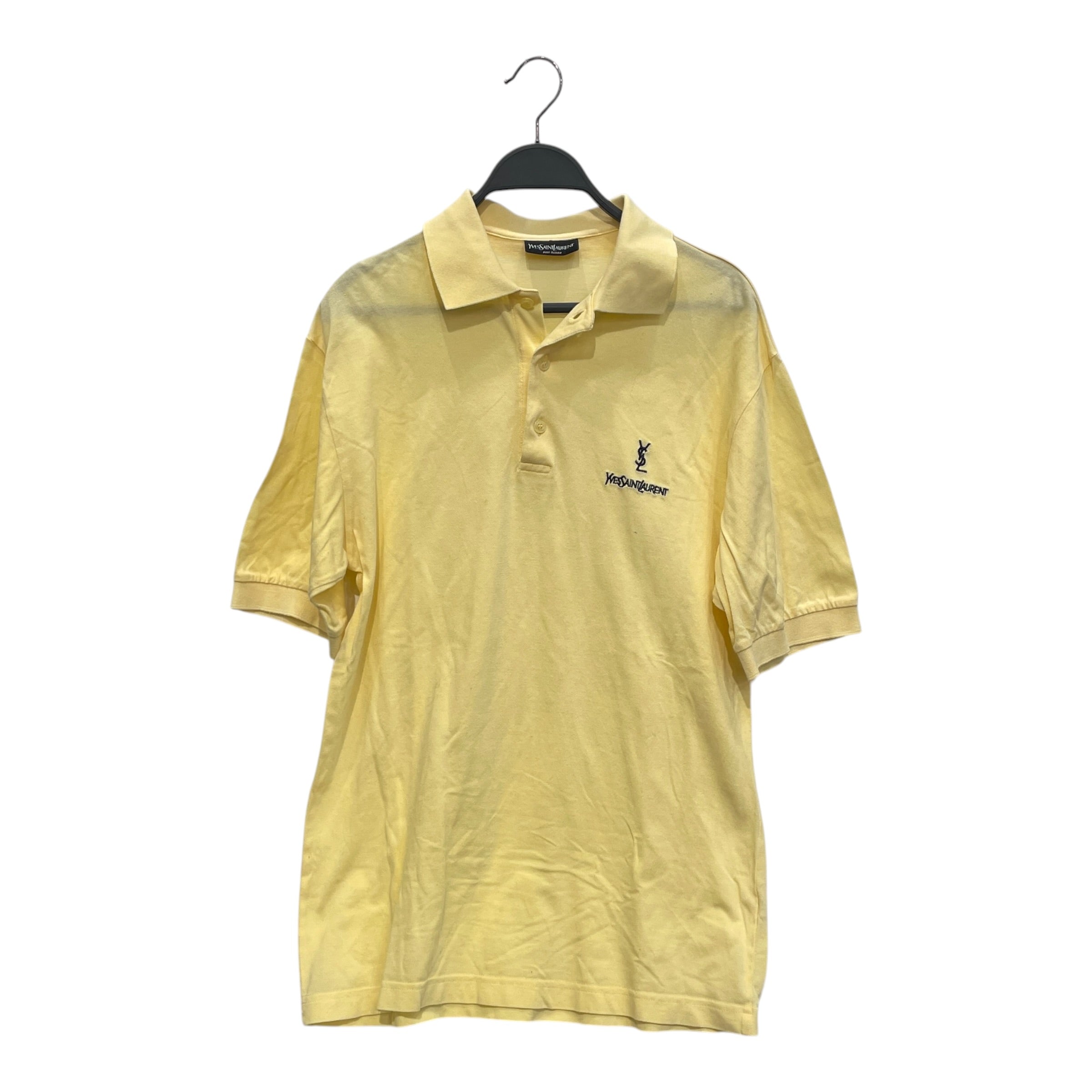 YVES SAINT LAURENT/Polo Shirt/Cotton/YEL/BLACK EMBRIODERED LOGO view 1