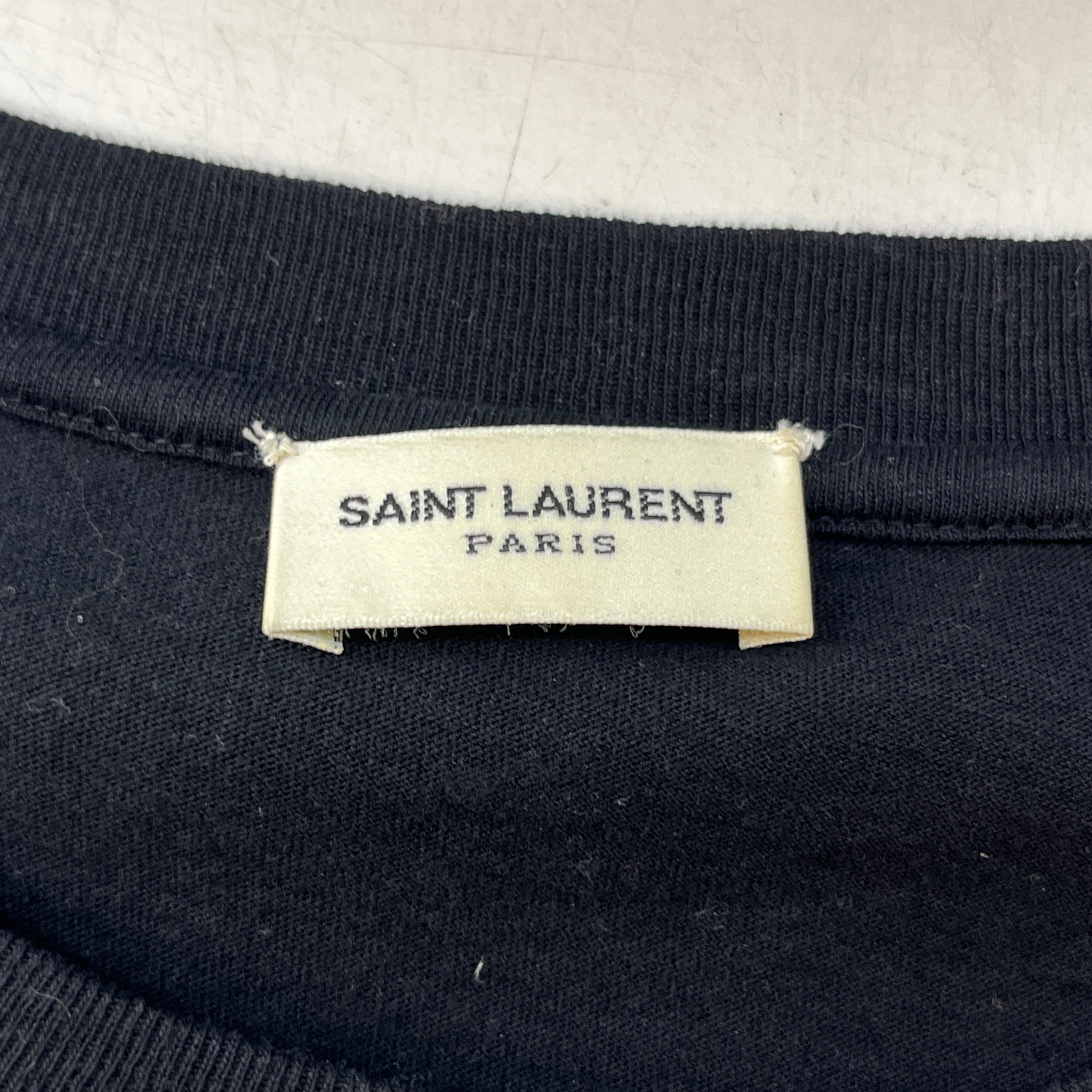 SAINT LAURENT/T-Shirt/L/Cotton/BLK/blue logo view 4