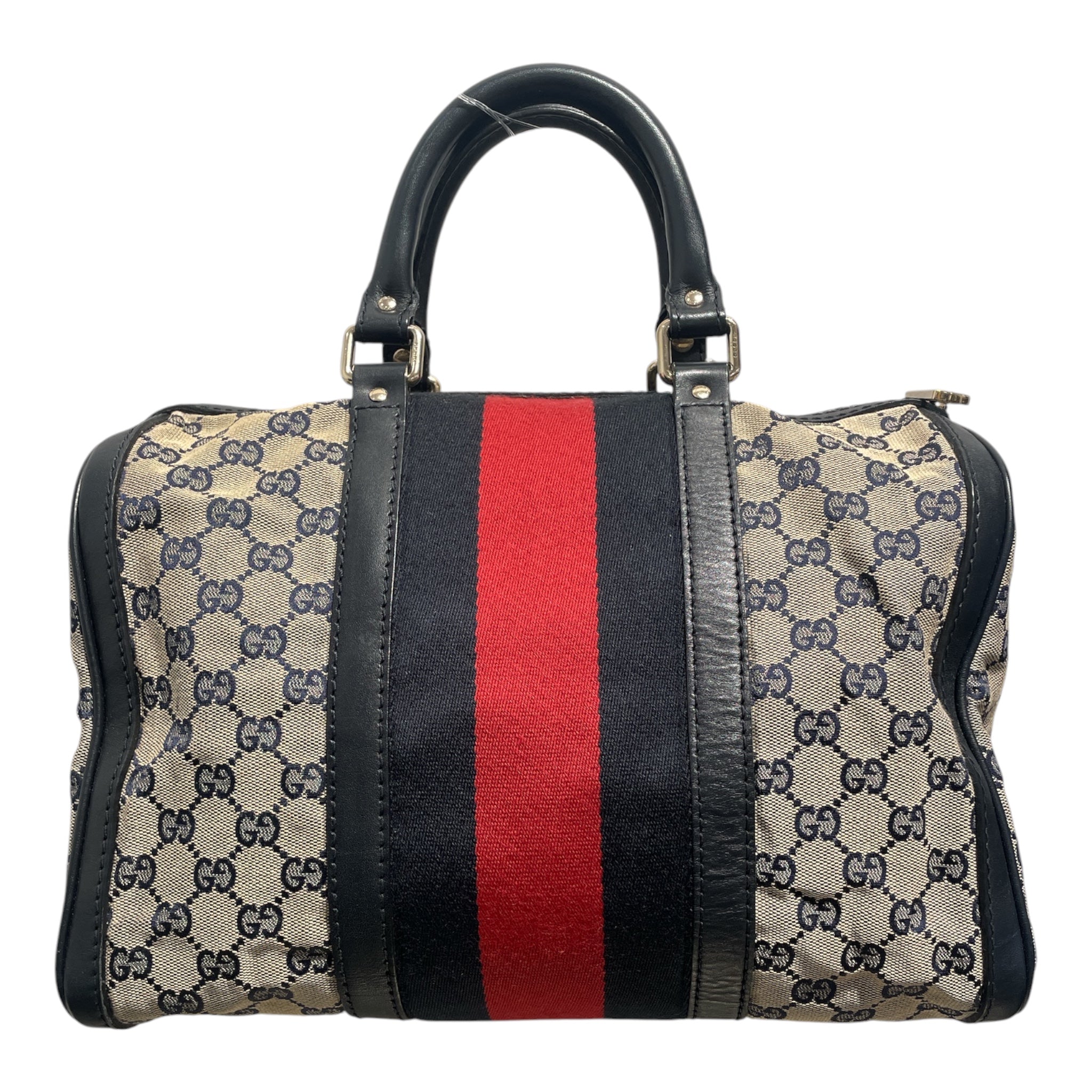 GUCCI/Boston Bag/Monogram/NVY/red navy boston bag view 2