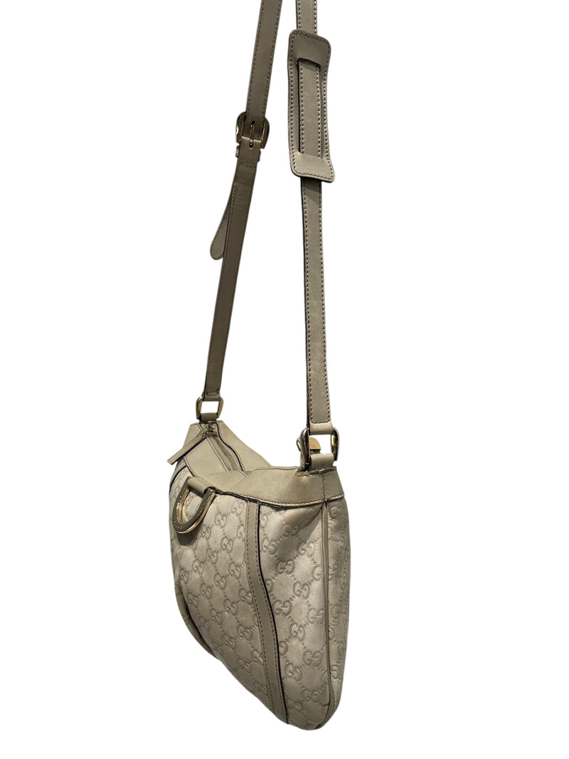 GUCCI/Cross Body Bag/Monogram/Leather/WHT/ABBEY D-RING