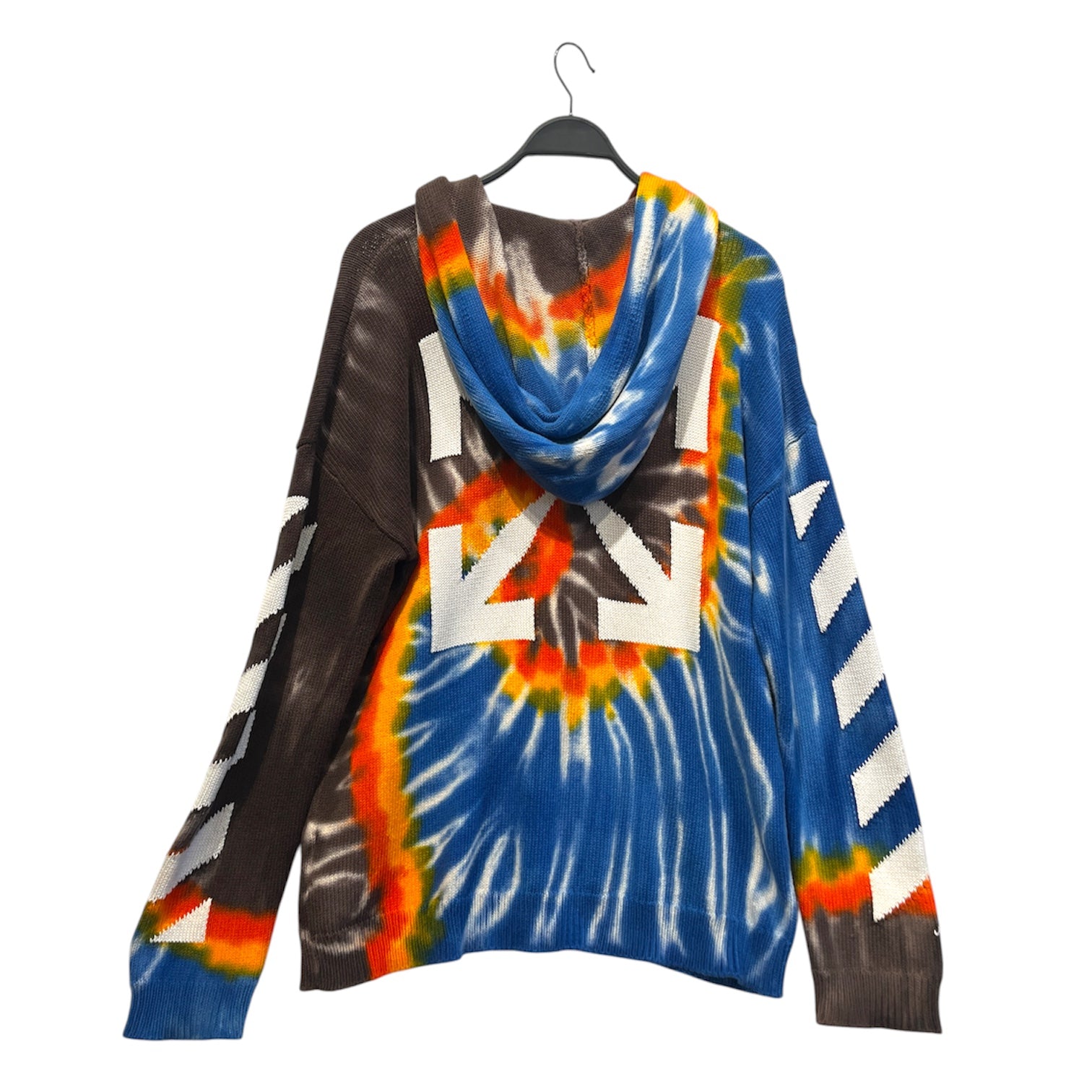 OFF-WHITE/Hoodie/M/All Over Print/Cotton/MLT/tiedye knit hoodie org/blu/brn view 2