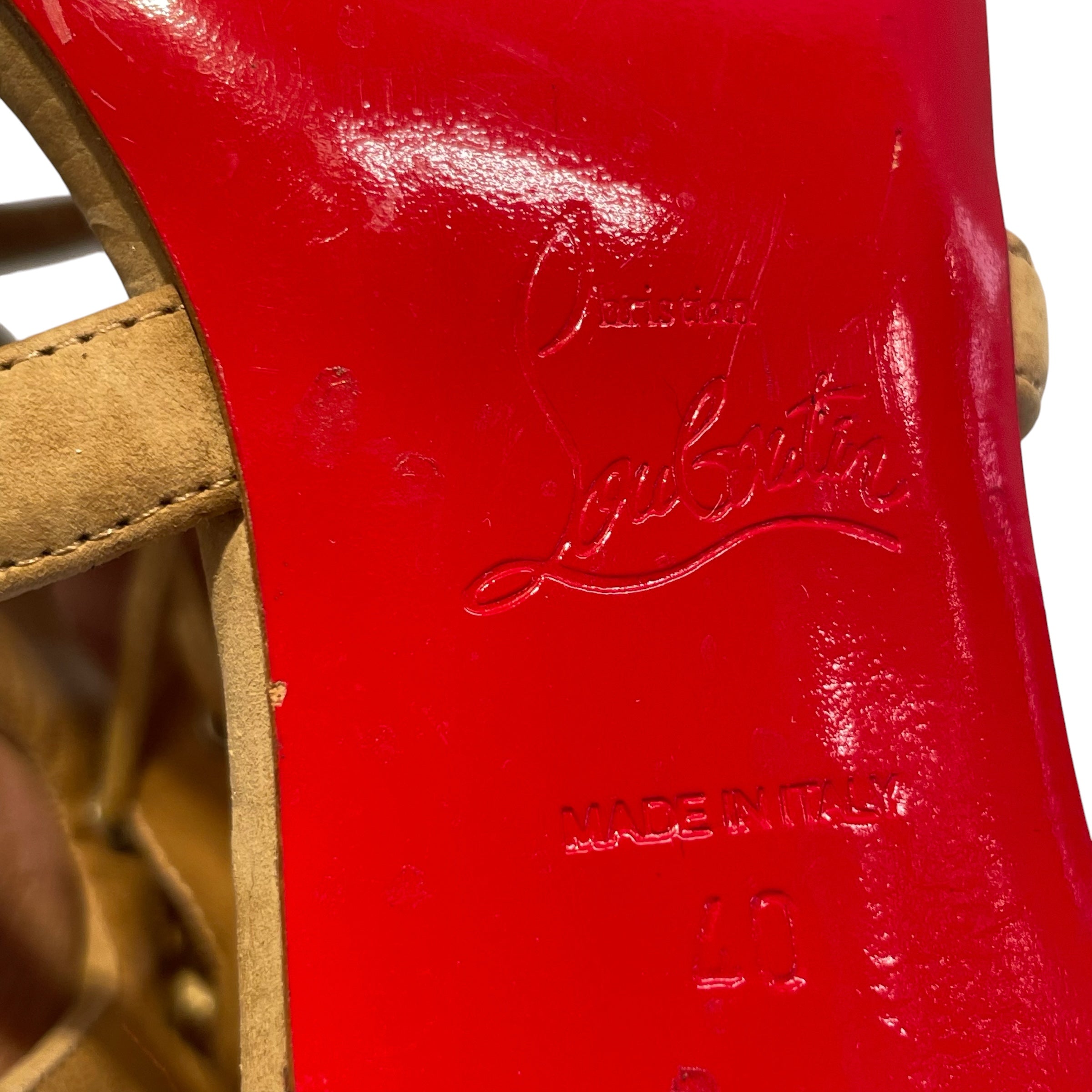Christian Louboutin/Heels/EU 40/Suede/CML/Open-Toe/lace up suede cage stiletto sa view 4