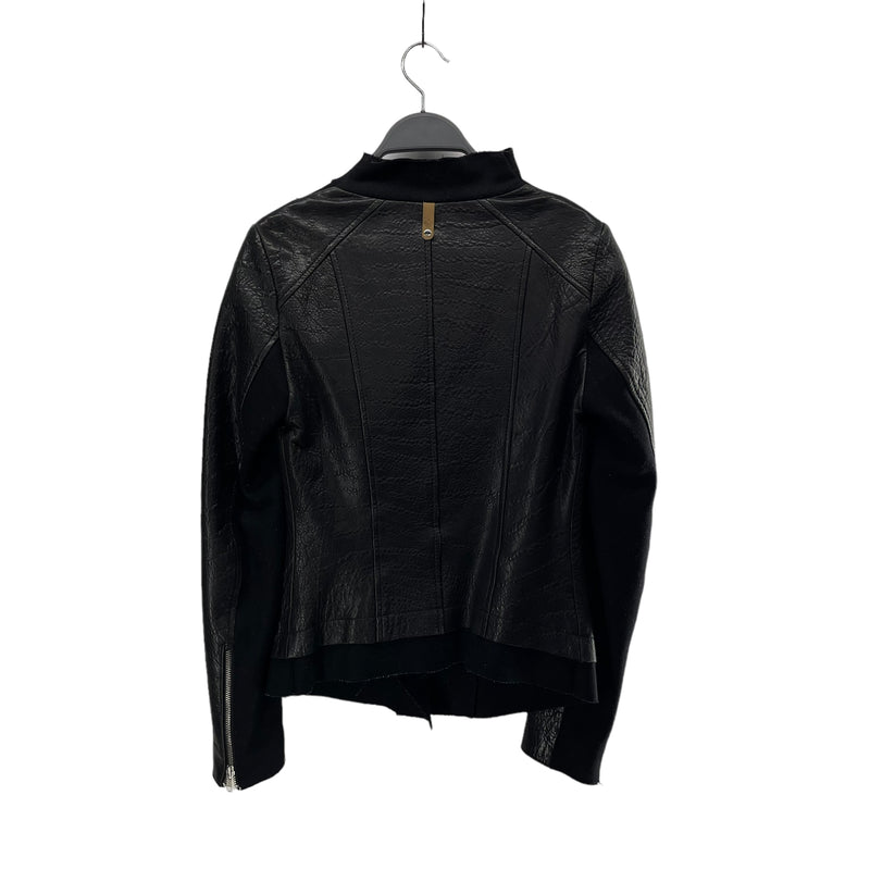 MACKAGE/Leather Jkt/XS/Leather/BLK/WOOL FRONT / DIAGONAL ZIPPER