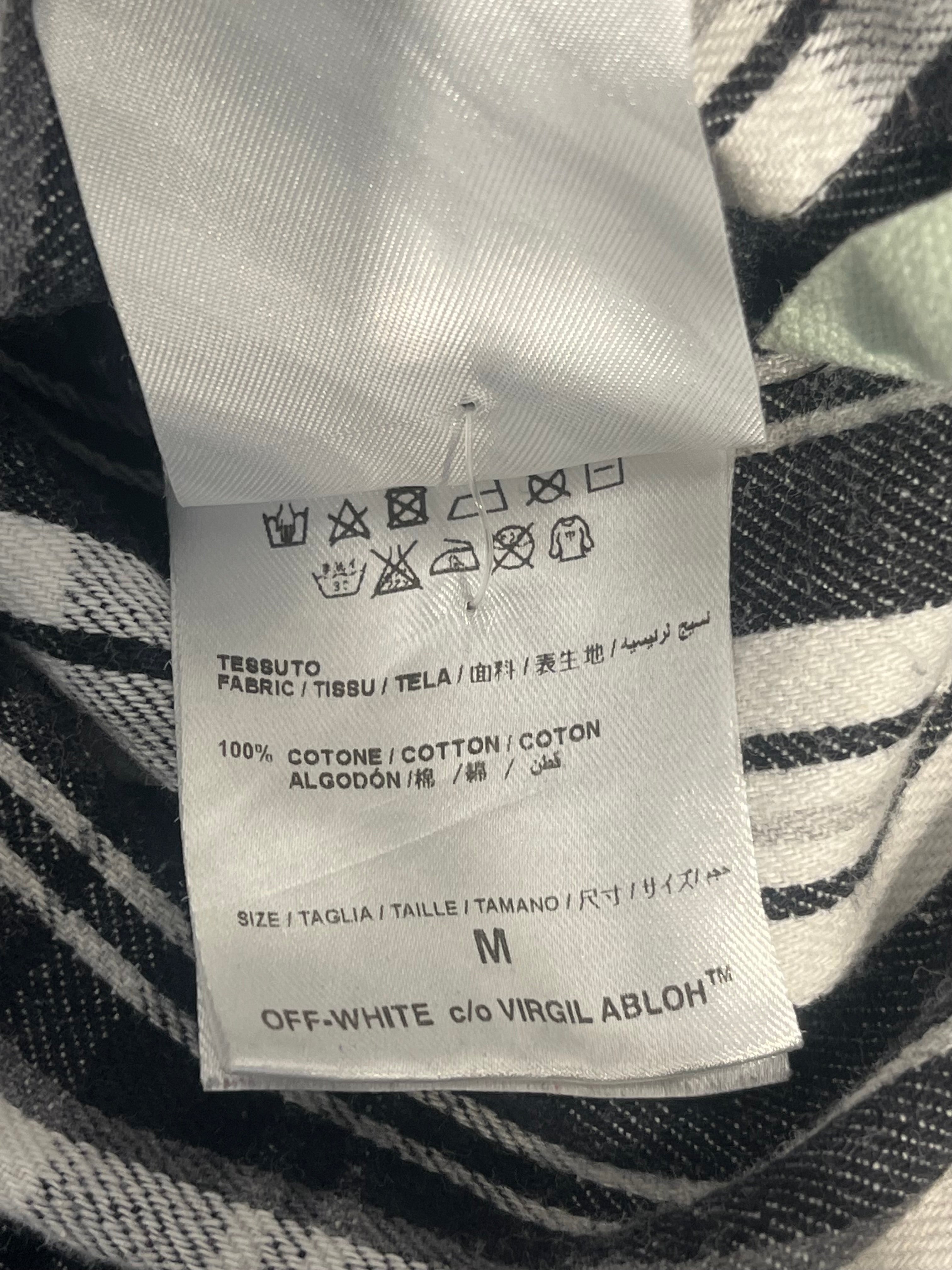 OFF-WHITE/Flannel Shirt/M/Cotton/GRY/Plaid/blk spray paint back logo view 4