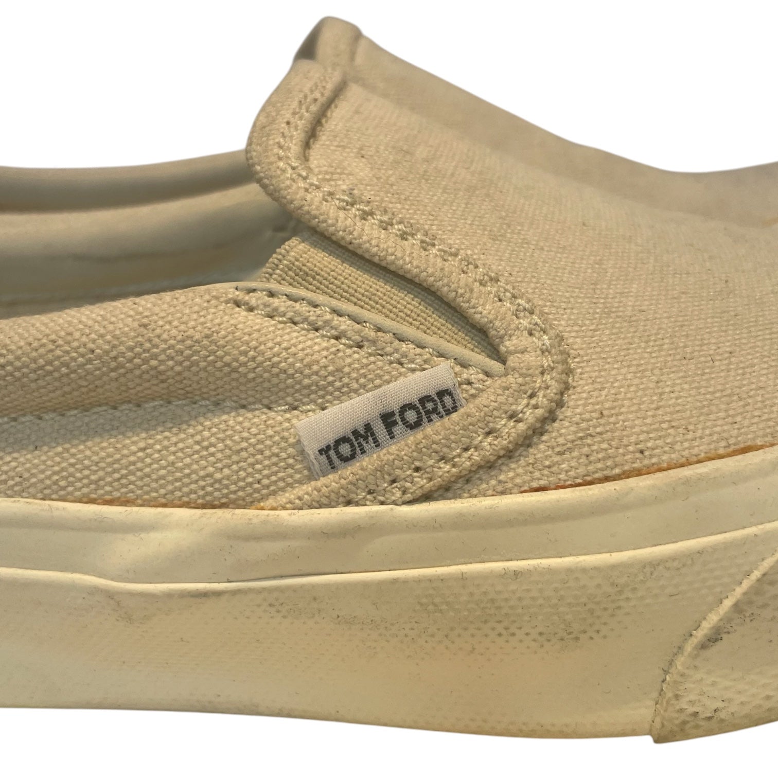 TOM FORD/Low-Sneakers/US 6.5/Cotton/WHT/CANVAS SLIP-ONS view 3