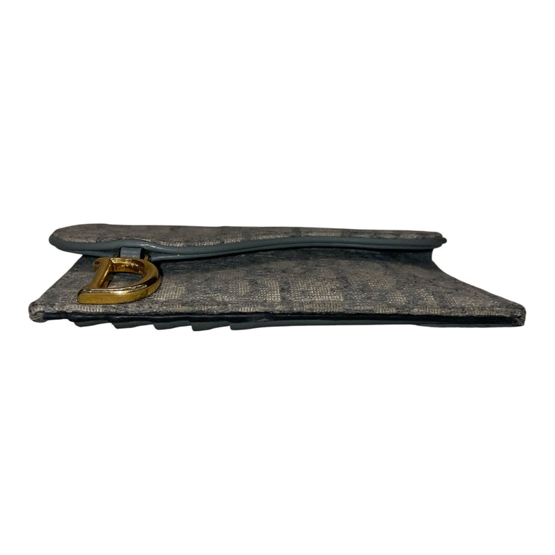 Christian Dior/Wallet/Monogram/Cotton/BLU/Saddle Cardholder