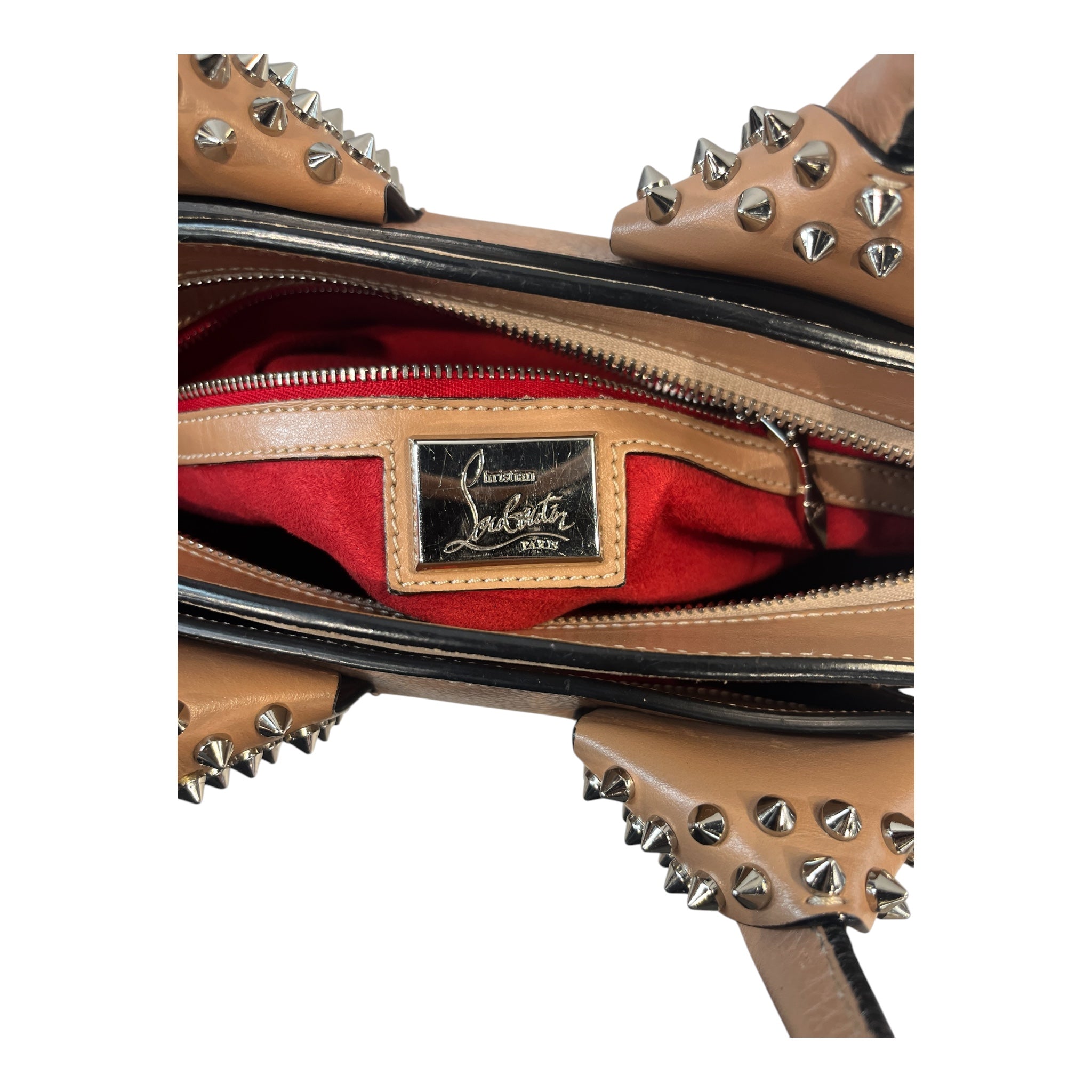 Christian Louboutin/Hand Bag/Leather/BEG/ELOISE SPIKE SMALL view 3