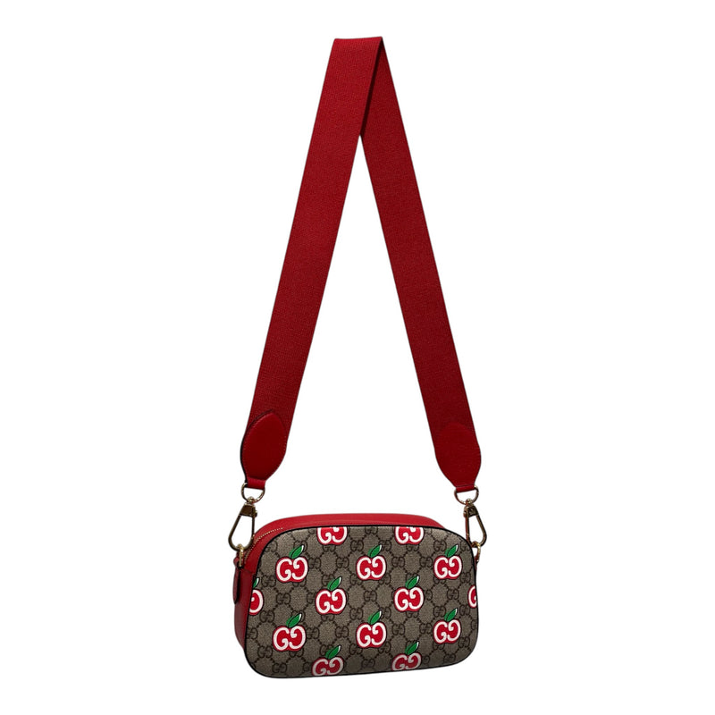 GUCCI/Cross Body Bag/Monogram/Cotton/KHK/Apple Messenger Bag