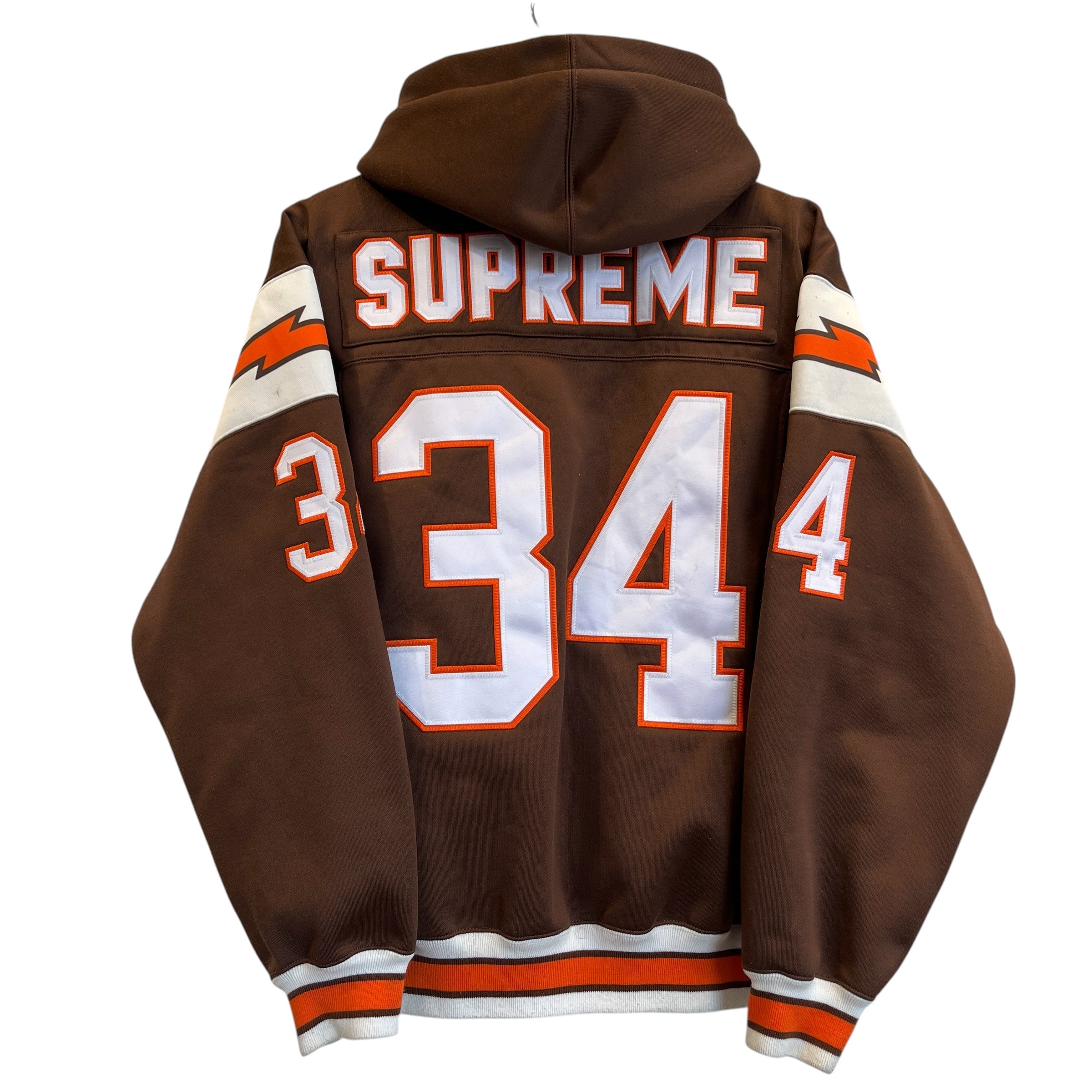 Supreme/Zip Up Hoodie/M/Polyester/BRW/FOOTBALL ZIP UP HOODIE view 2