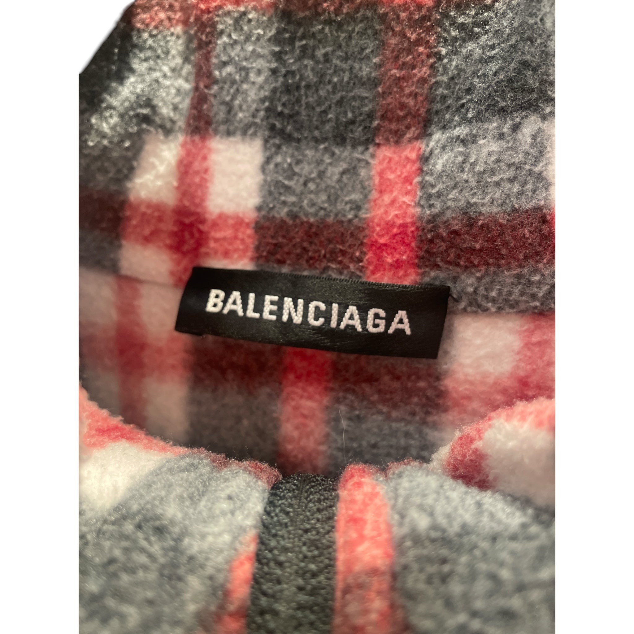 BALENCIAGA/Fleece Jkt/S/Polyester/RED/Plaid/ZIP UP FLEECE view 3