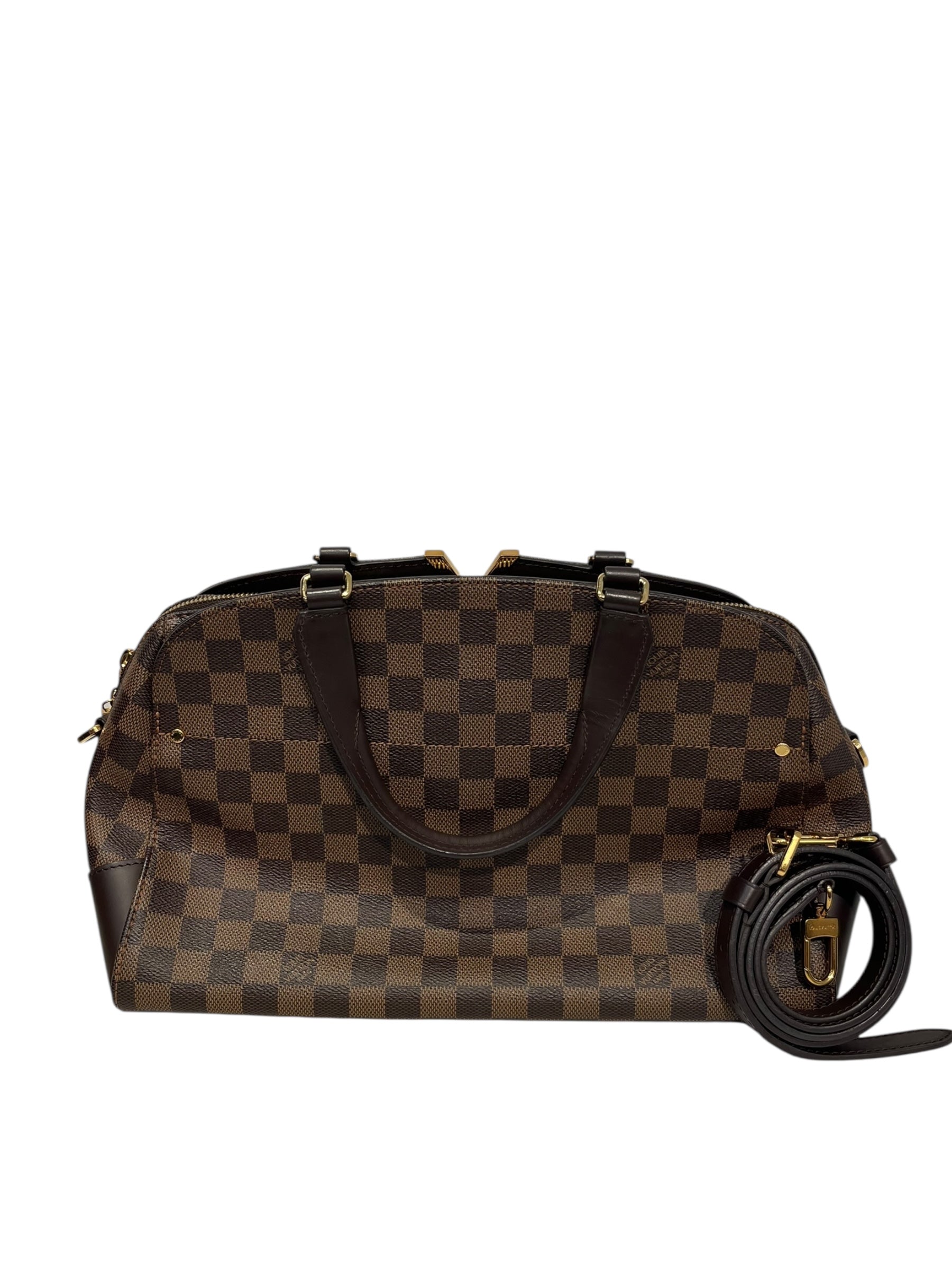 LOUIS VUITTON/Hand Bag/Gingham Check/Leather/BRW/TJ2127 DamierEbeneKensBowling view 2