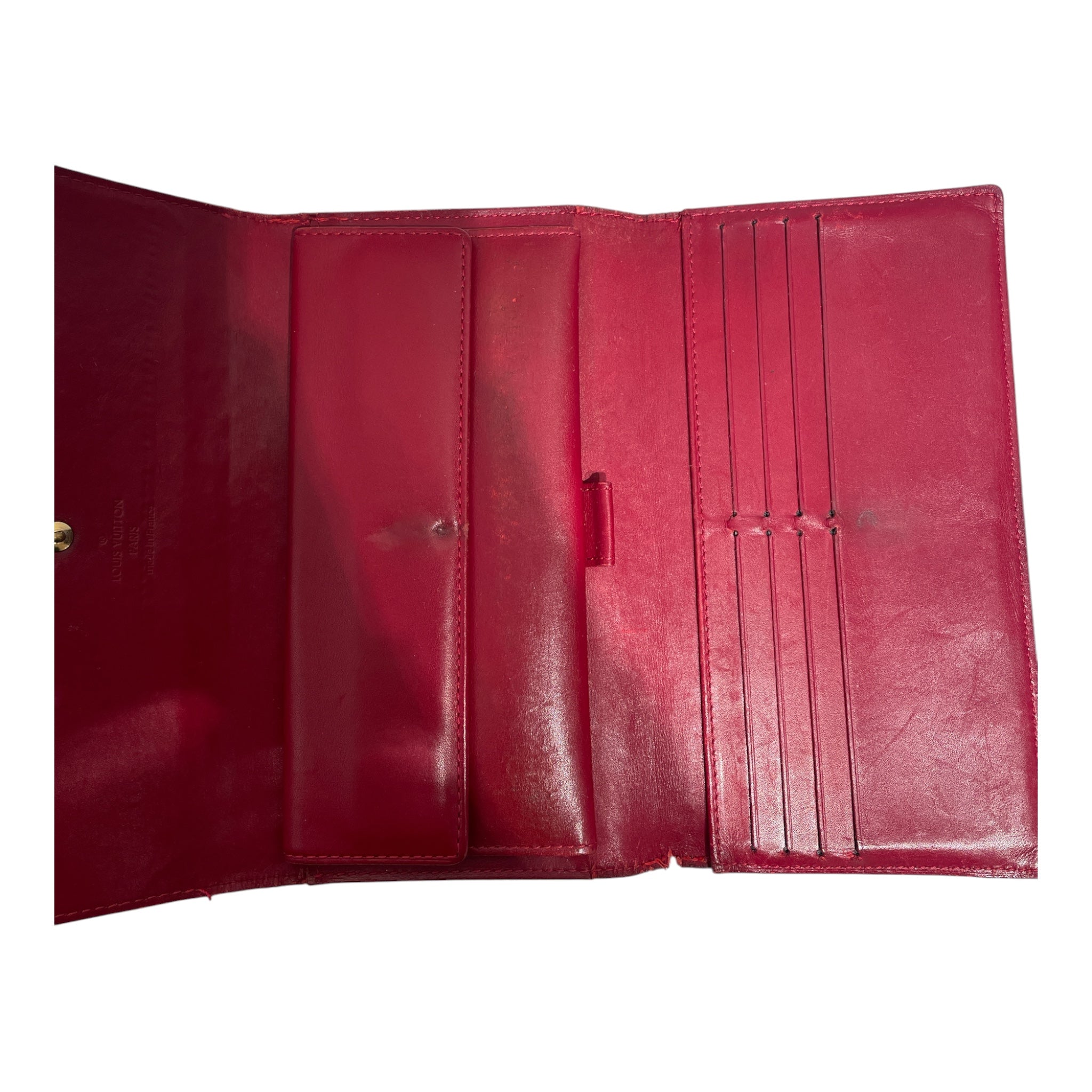 LOUIS VUITTON/Long Wallet/Monogram/Leather/RED/Red vernis wallet view 4