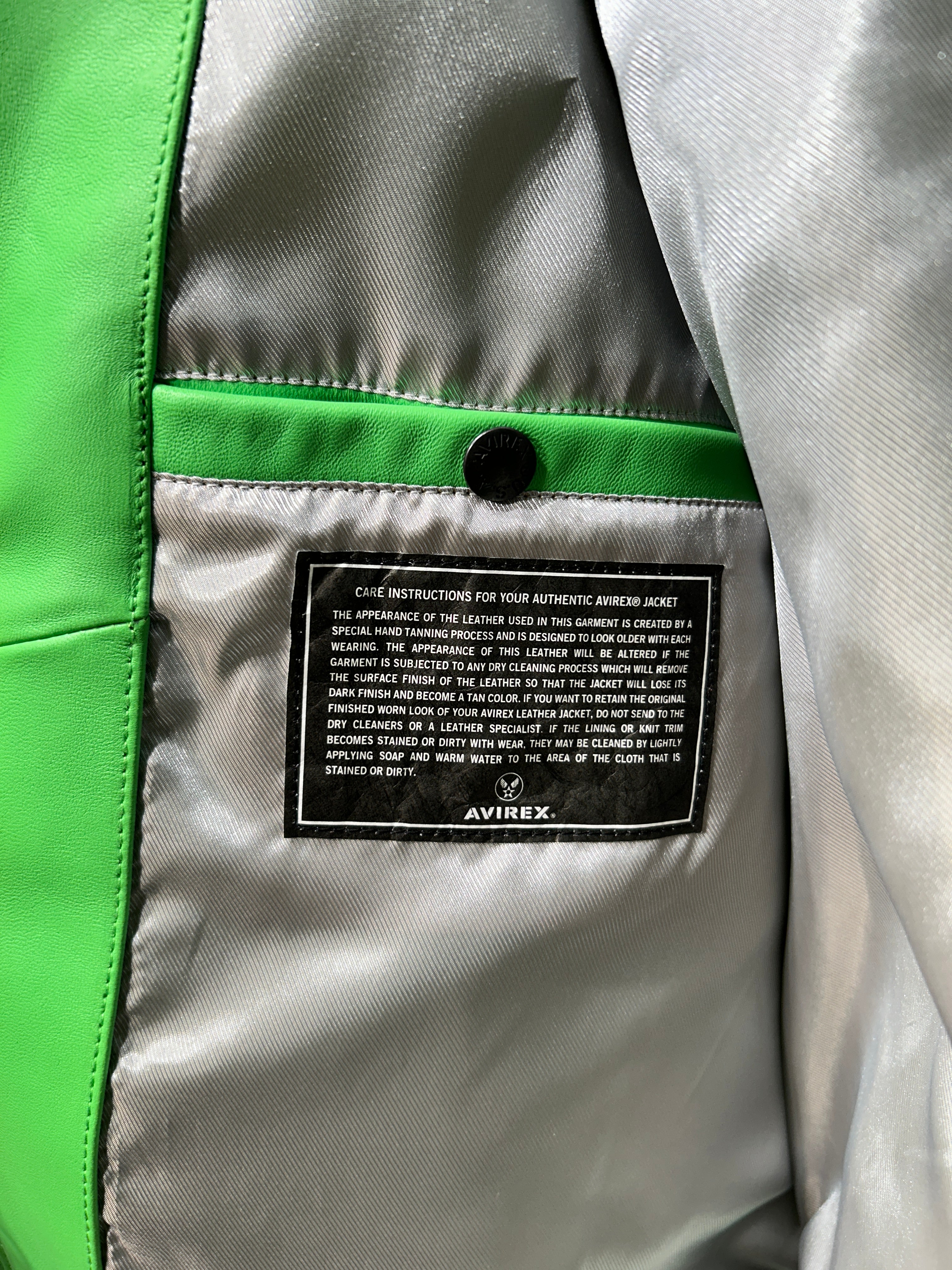 AVIREX/Leather Jkt/L/Leather/GRN/ICON LIME GREEN JACKET view 6