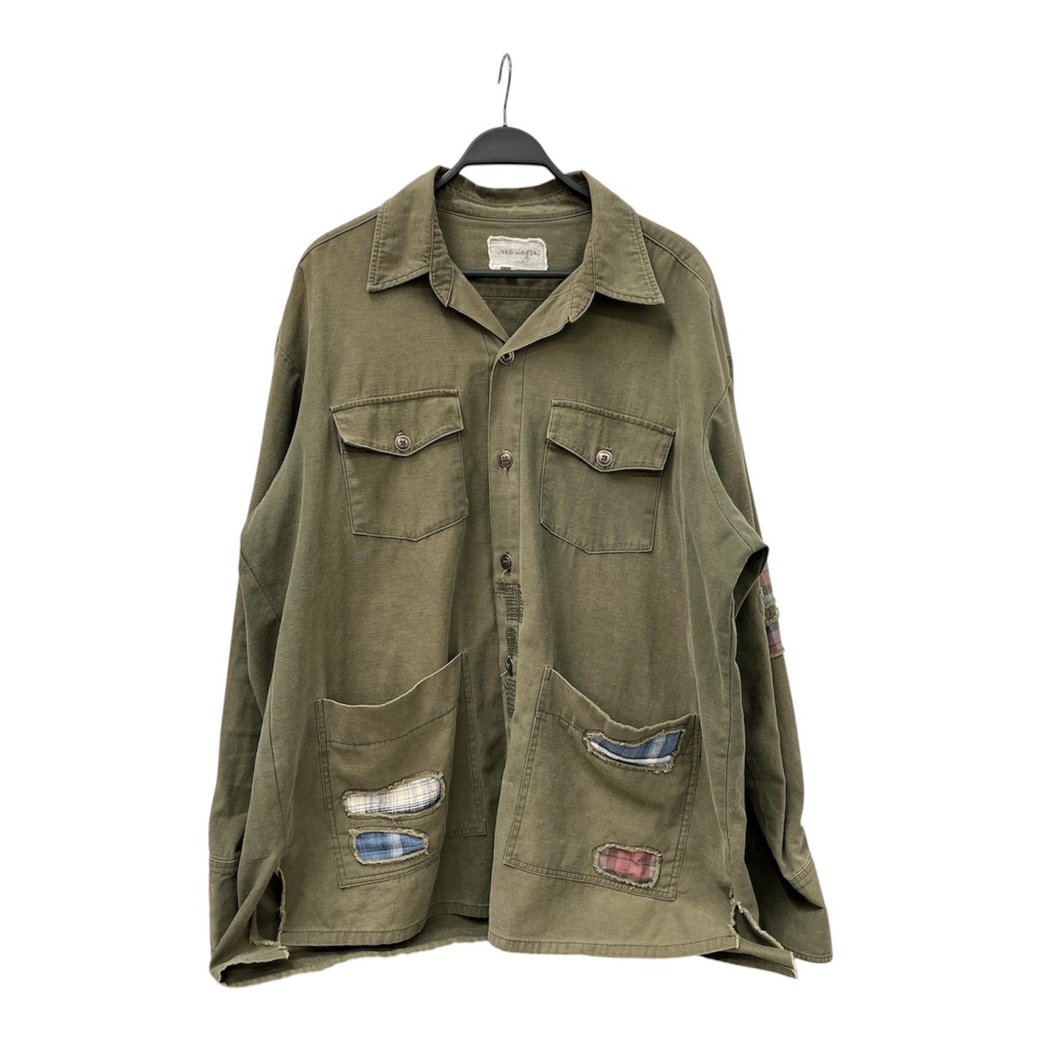 GREG LAUREN/LS Shirt/5/Cotton/KHK/Ripped Button Up Jacket view 1