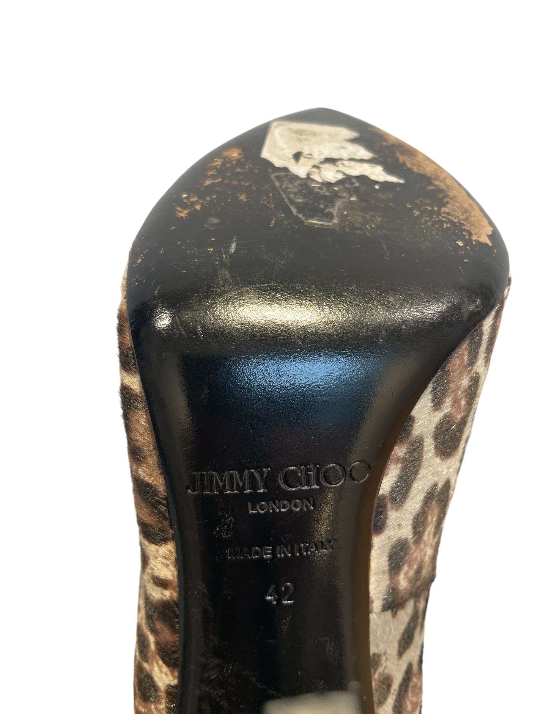 JIMMY CHOO/Heels/EU 42/Leopard/Mohair/BEG/Y SHAPED HEEL view 3