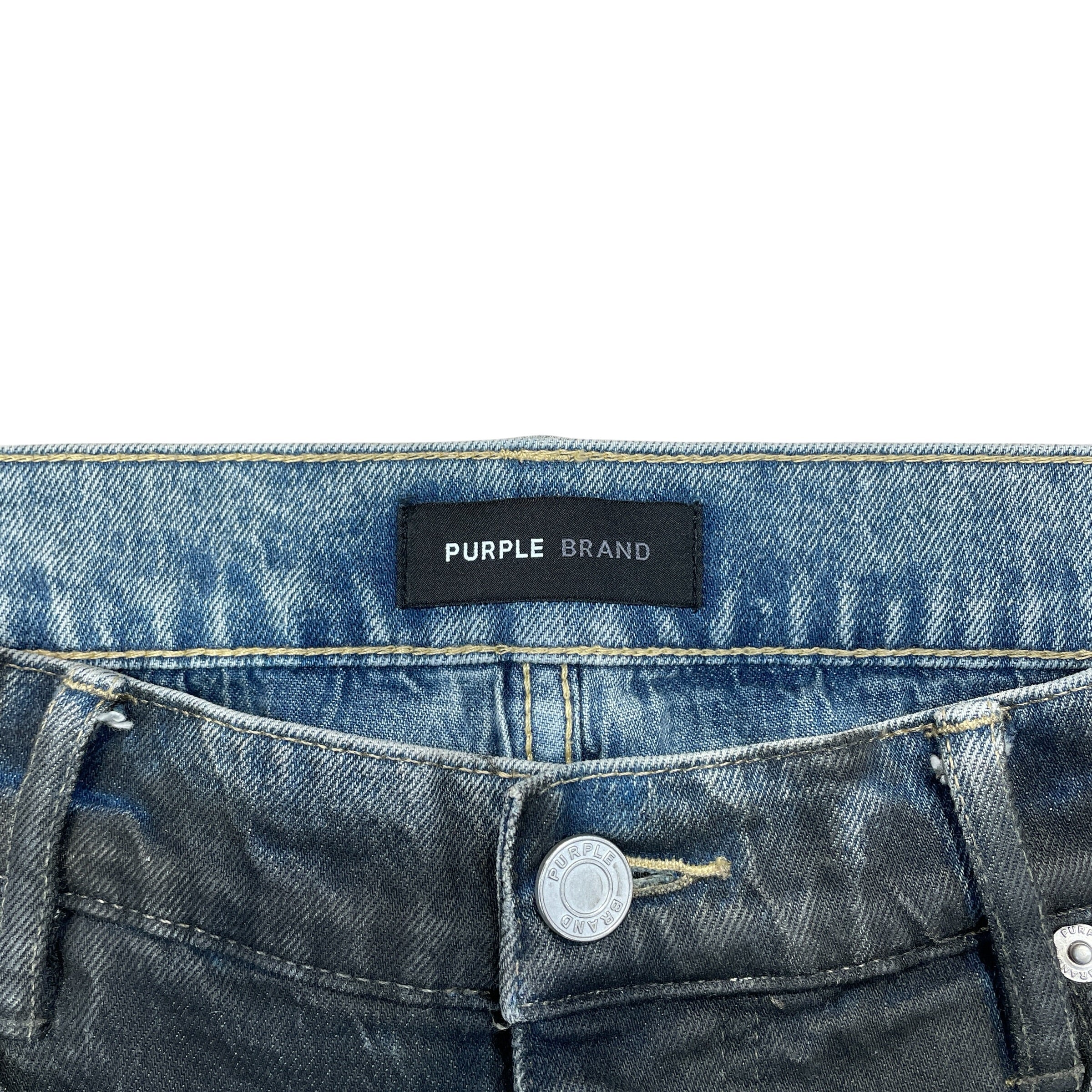 PURPLE BRAND/Straight Pants/33/Denim/BLK/Button Fly/WAX DYED P004 DCDB423 view 3