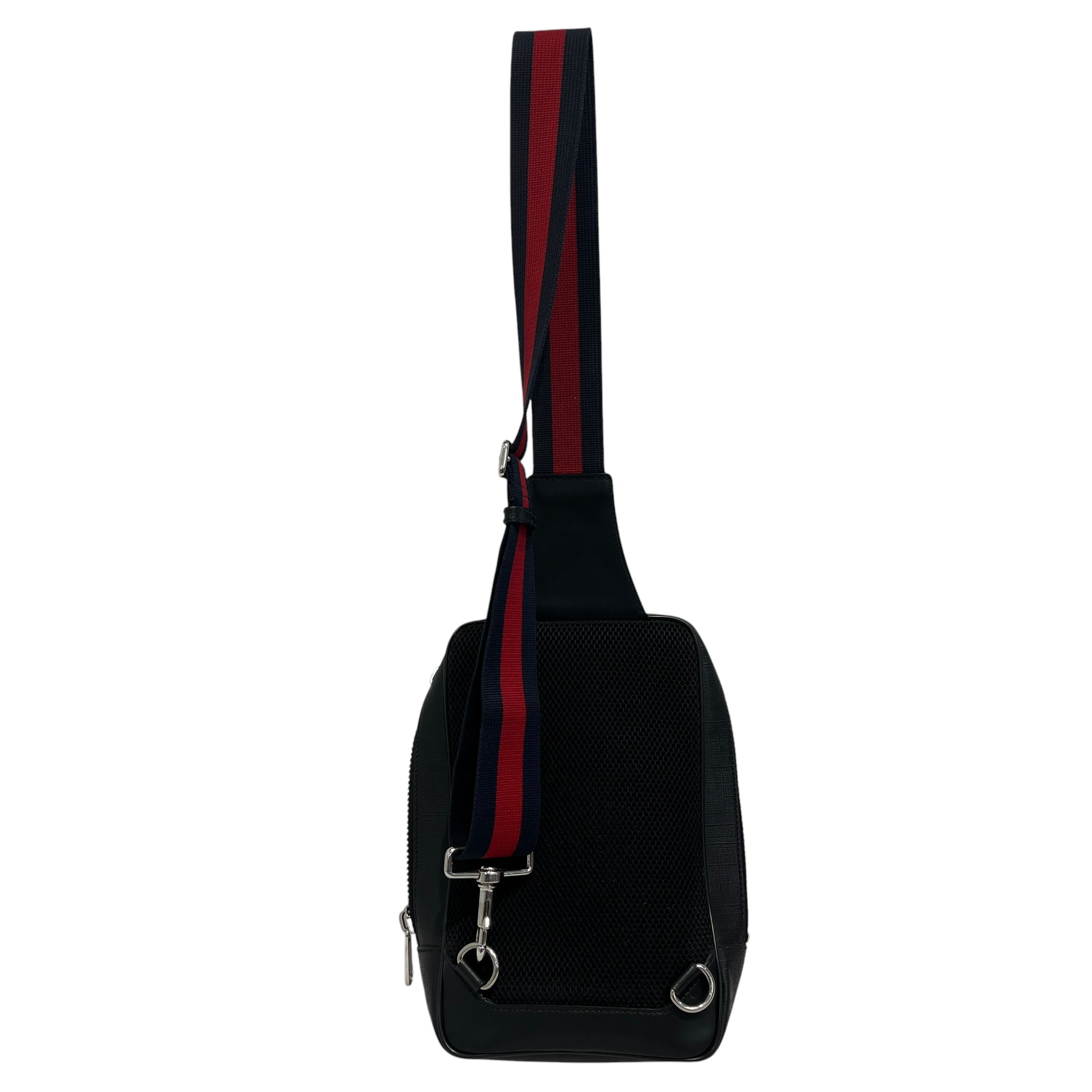 GUCCI/Cross Body Bag/Monogram/Leather/BLK/Web Shoulder Bag view 2