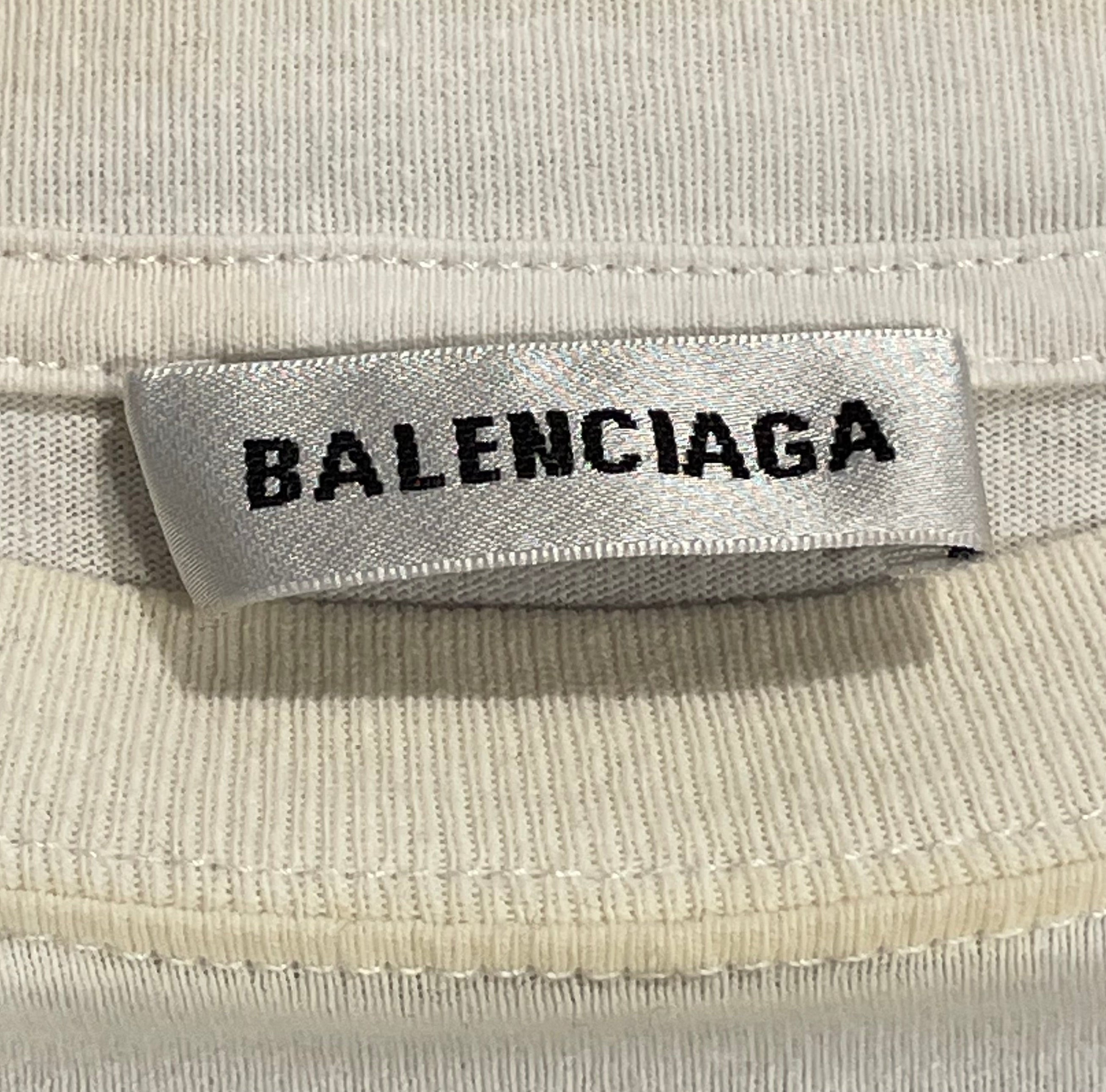 BALENCIAGA/T-Shirt/S/Cotton/WHT/2019 SHOULDER TAG PLAIN SHIRT view 3