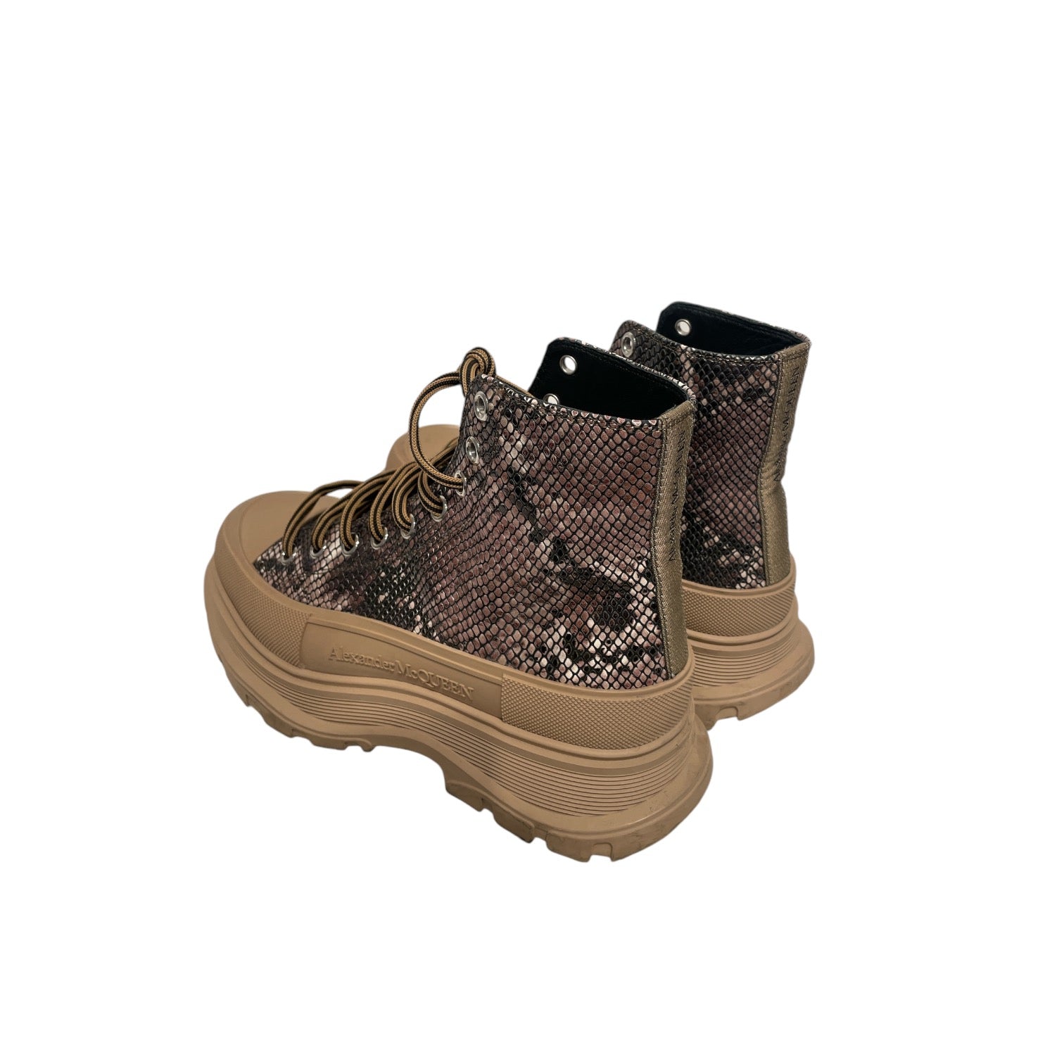 Alexander McQueen/Hi-Sneakers/US 7/Animal Pattern/Leather/BEG/python high top view 2