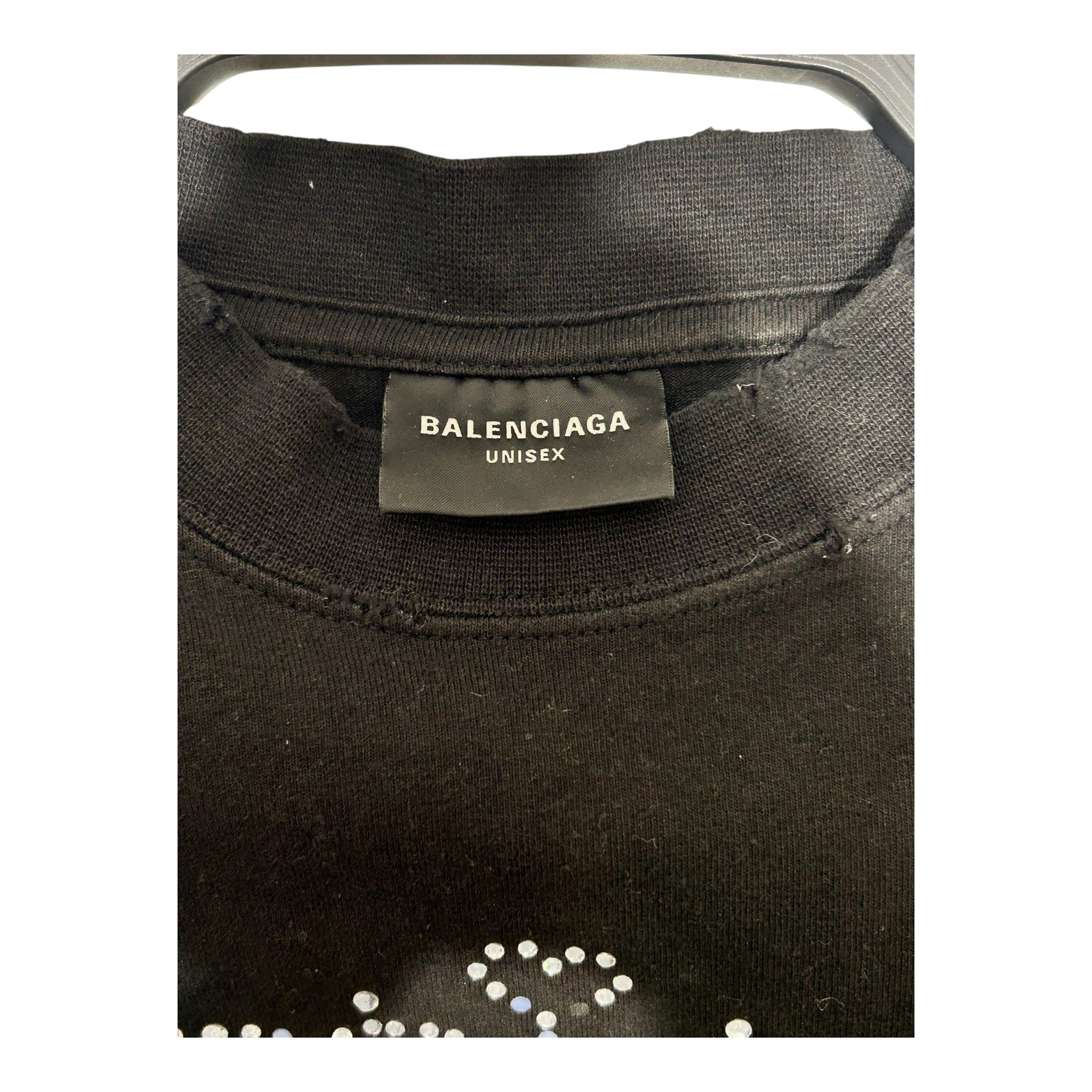 BALENCIAGA/T-Shirt/S/Cotton/BLK/BEDAZZLED CROWN view 3