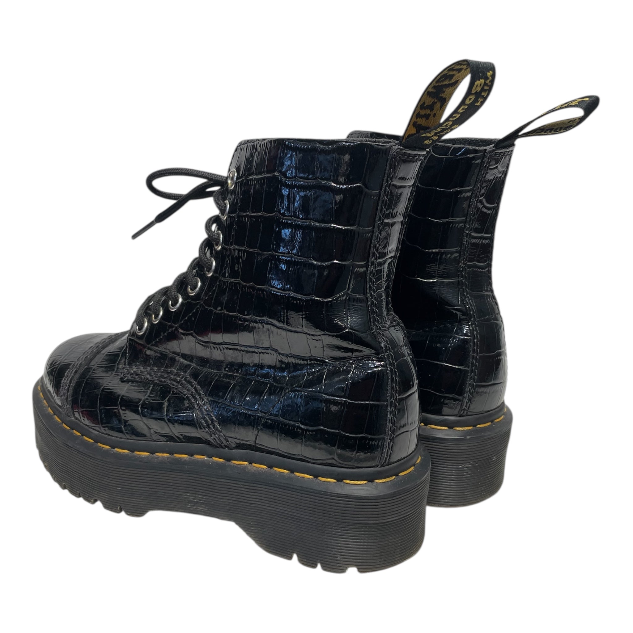 Dr.Martens/Lace Up Boots/US 8/Leather/BLK/croc embossed view 2