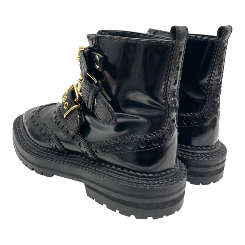 BURBERRY/Booties/EU 36/Leather/BLK/GOLD HARDWARE