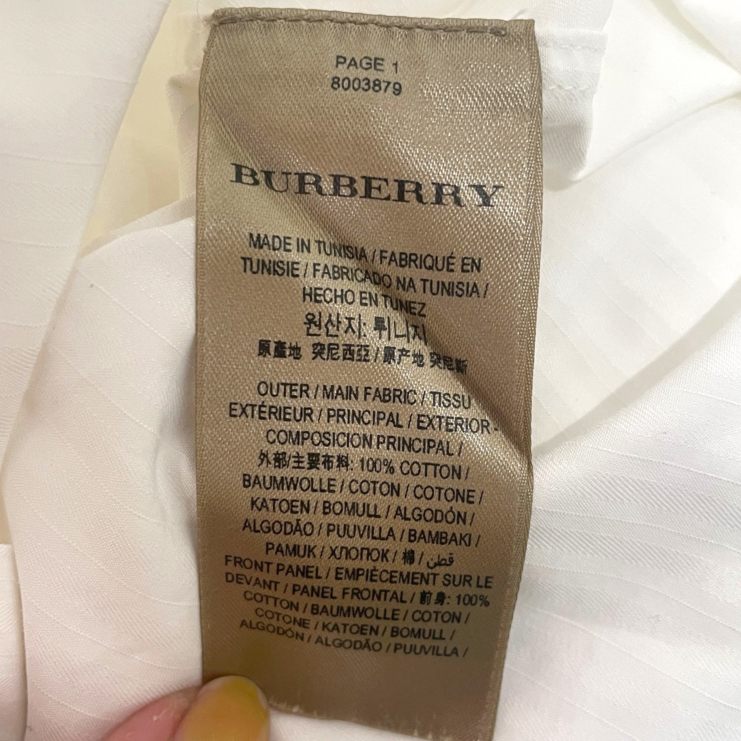 BURBERRY/Shirt/4/Stripe/Cotton/WHT/CONTRAST PANEL FRONT view 4