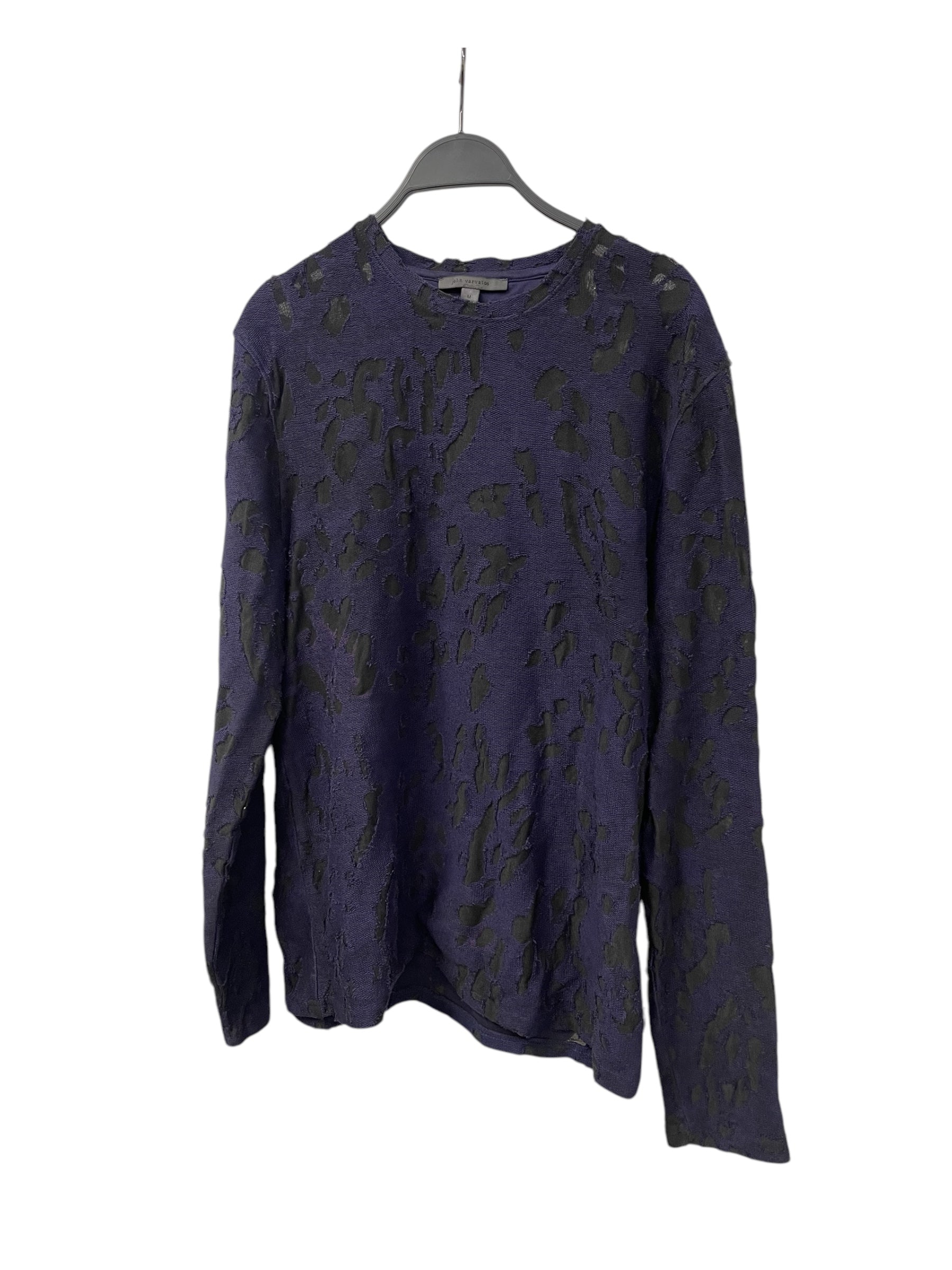 JOHN VARVATOS/Sweater/S/Plain/Cotton/PPL/DISTRESSED PPL/GREEN LAYERED/ view 1